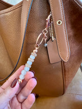 Natural Gemstone Rose Gold, Gold keychain. Rose quartz, quartz, amethyst crystal key chain.