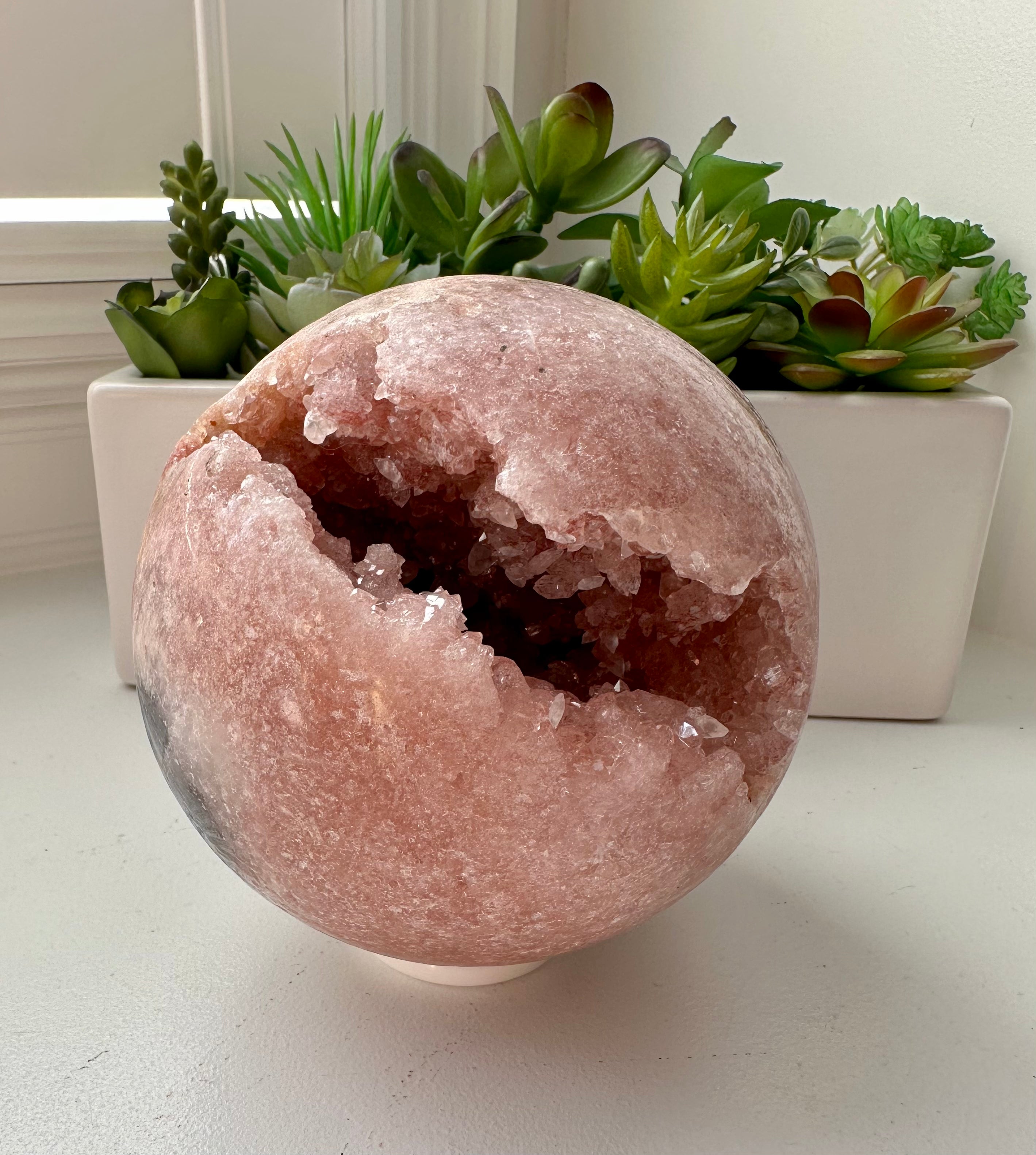 XXL Pink Amethyst Sphere from Brazil. Over 3lbs. 110mm.