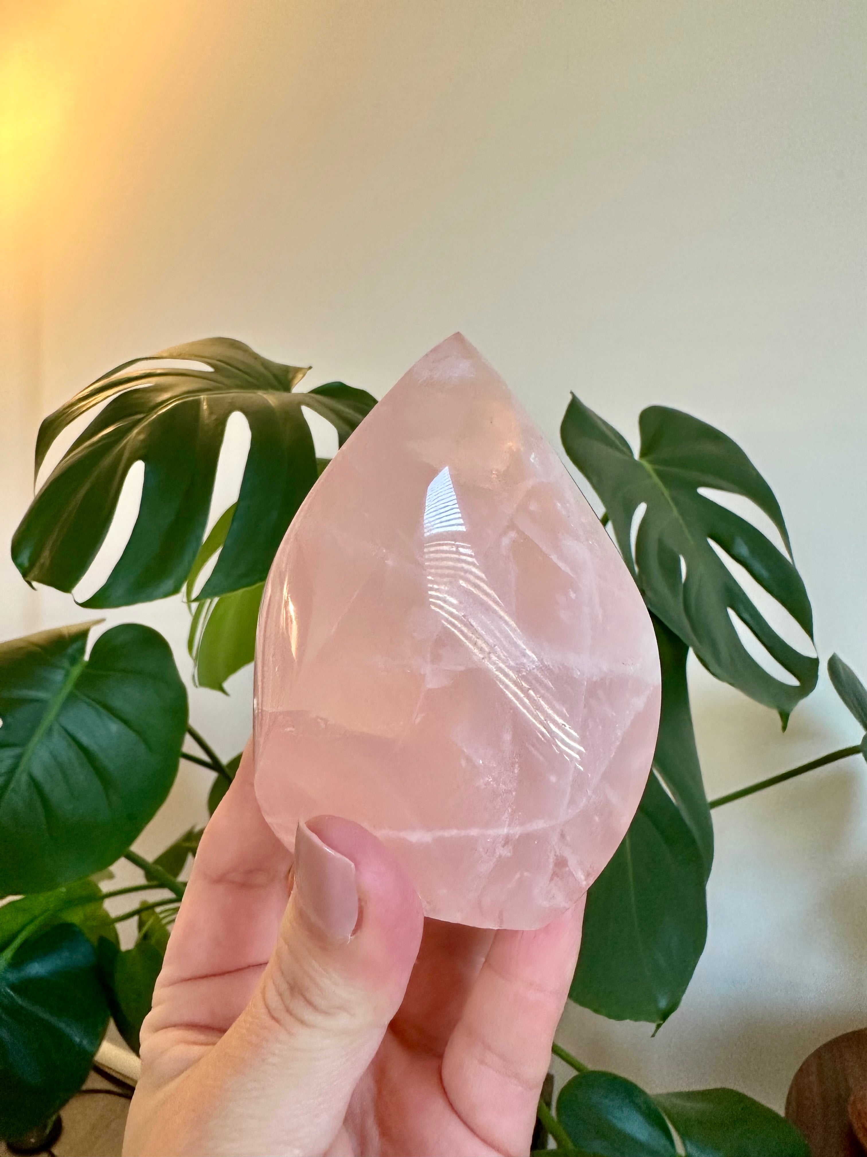 Rose Quartz medium polished Flame from Brazil.