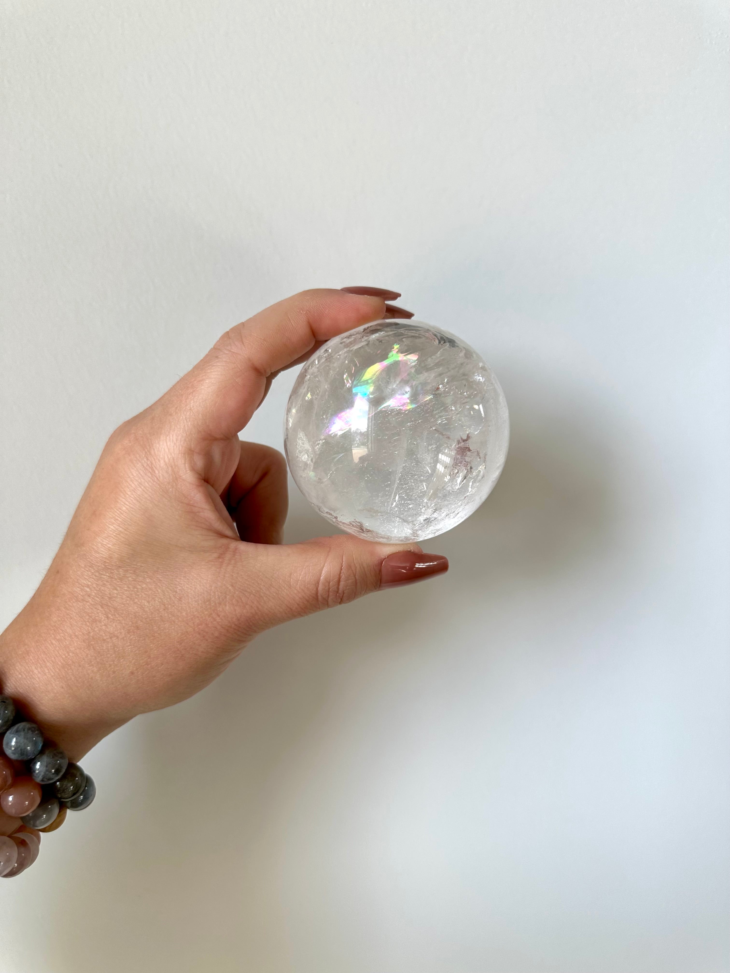 Beautiful Quartz Sphere with prominent Rainbows