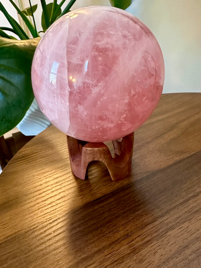 High Quality Extra Large Rose Quartz Sphere from Brazil. 3.5 lbs.