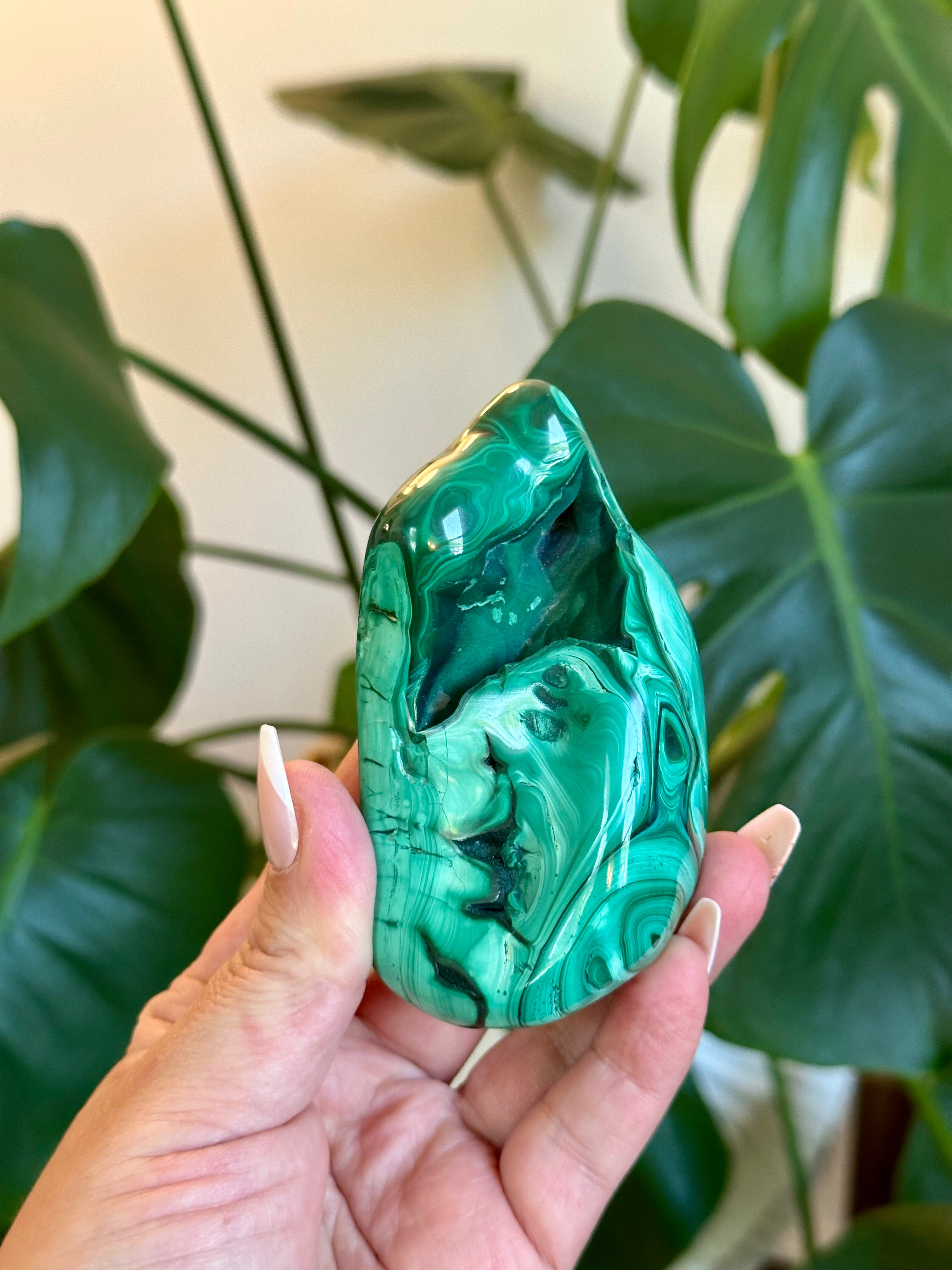 Vibrant and glossy Malachite Free Form from Congo.