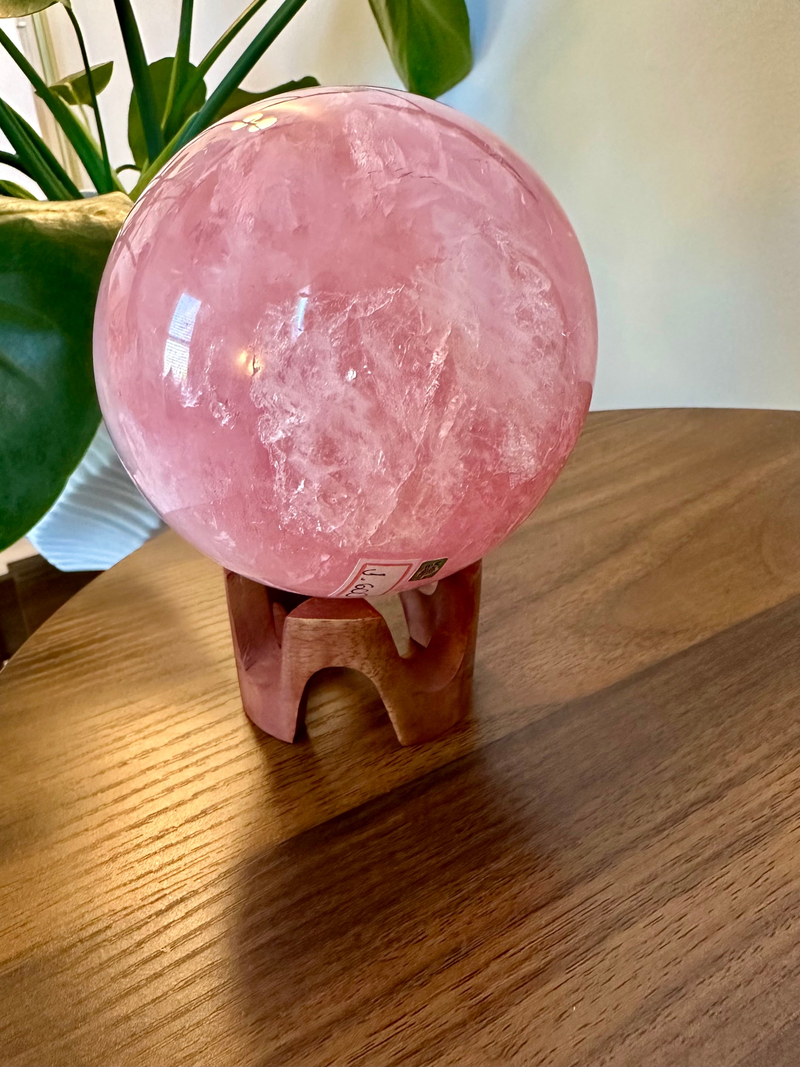 High Quality Extra Large Rose Quartz Sphere from Brazil. 3.5 lbs.