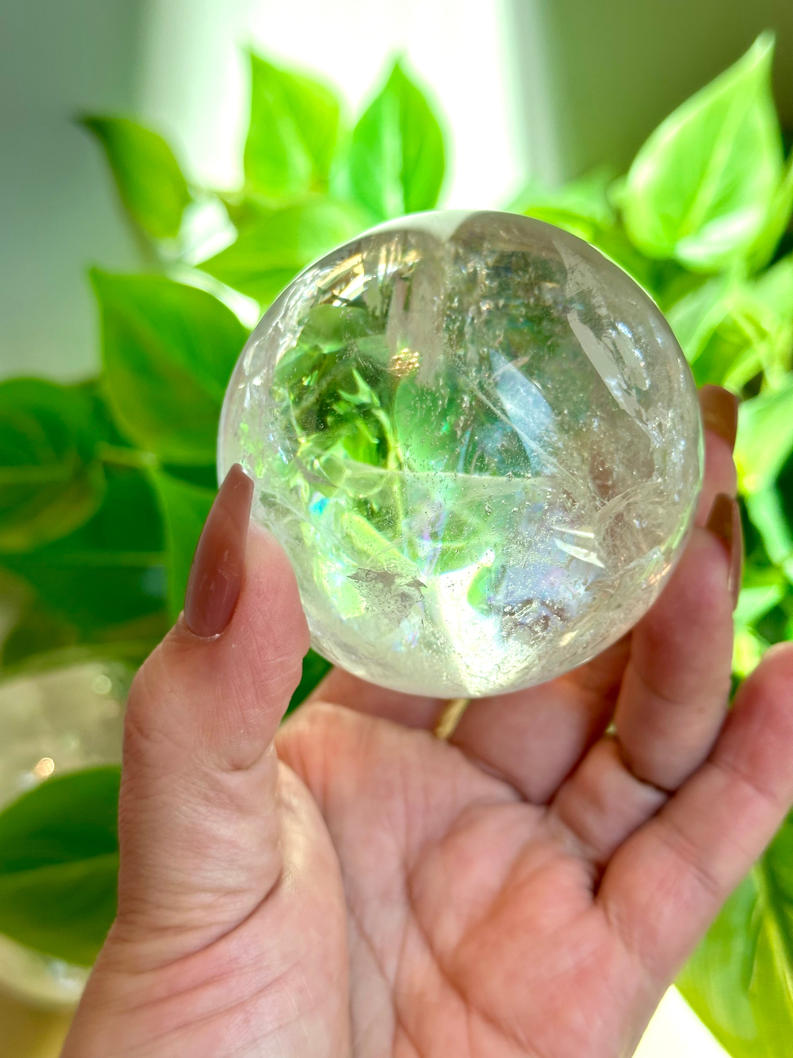 Beautiful Quartz Sphere with prominent Rainbows