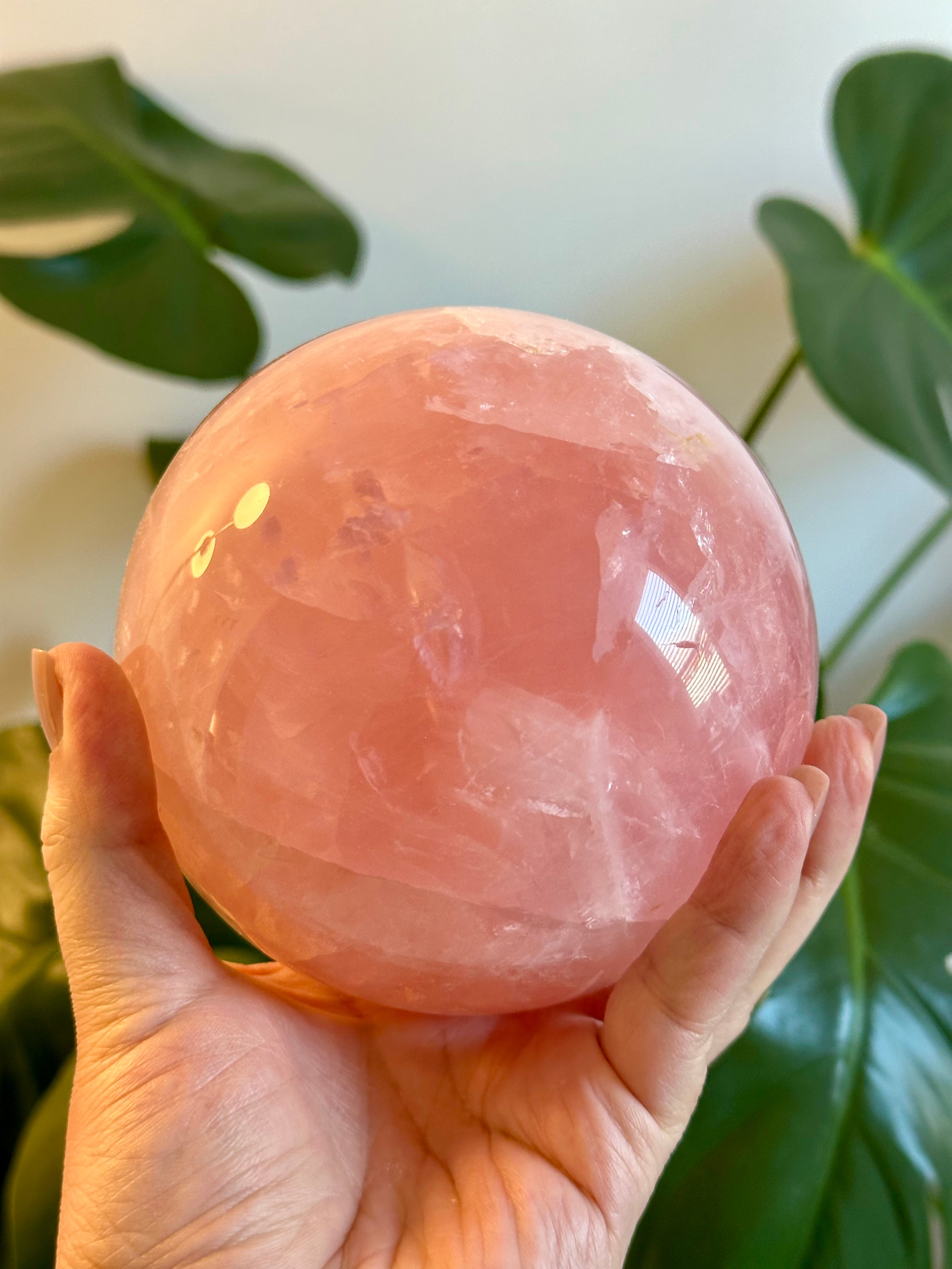 Gemmy Extra XL Rose Quartz Sphere from Brazil. Over 4lbs.