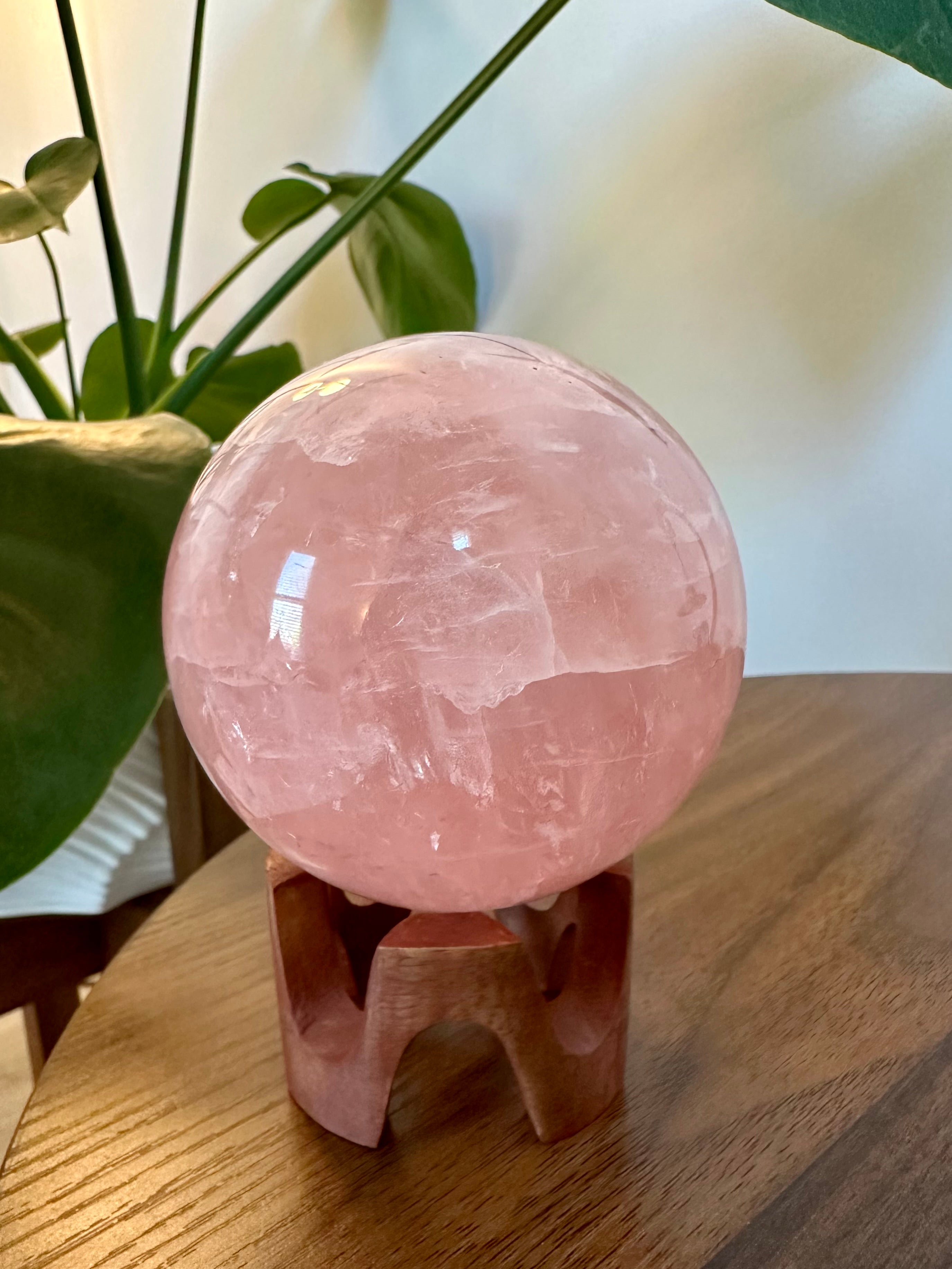 Exceptional Large Rose Quartz Sphere from Brazil. Over 2lbs.