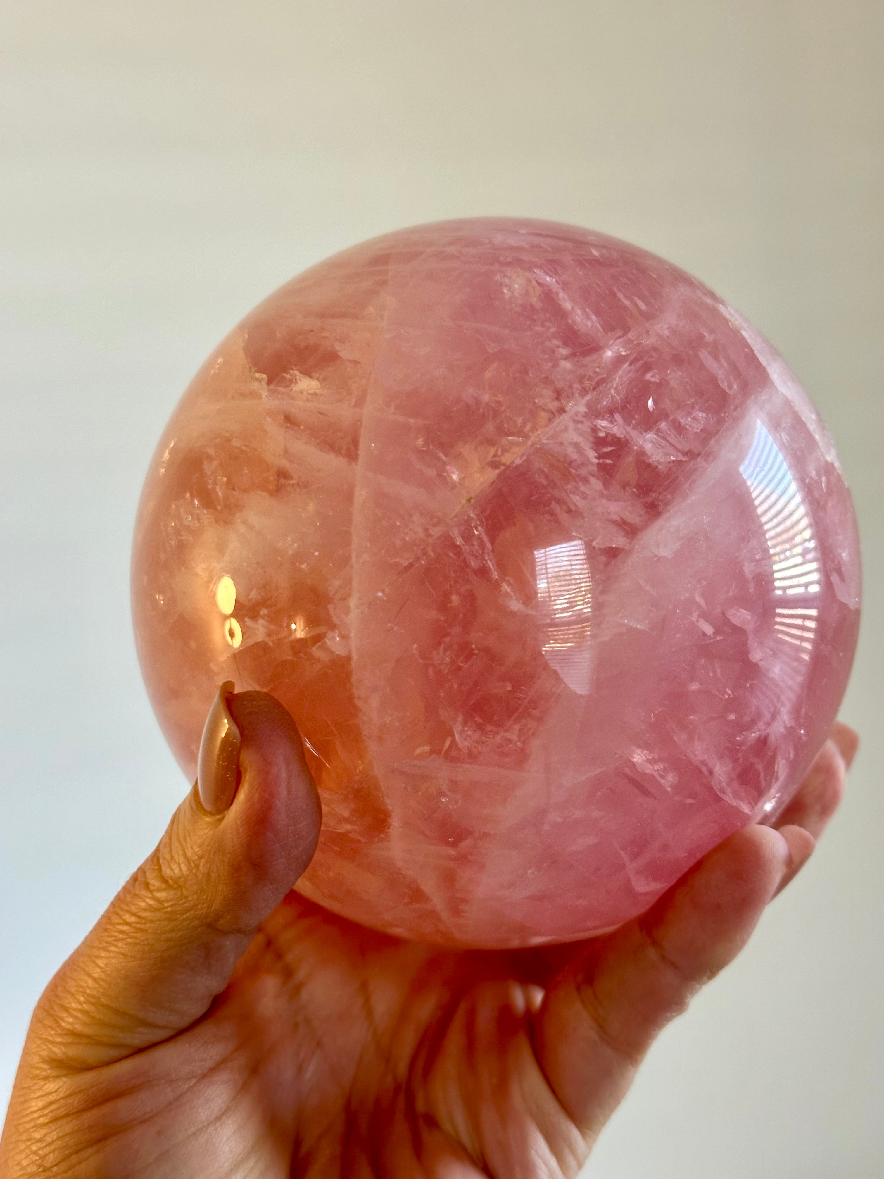 Gemmy Extra XL Rose Quartz Sphere from Brazil. Over 4lbs.