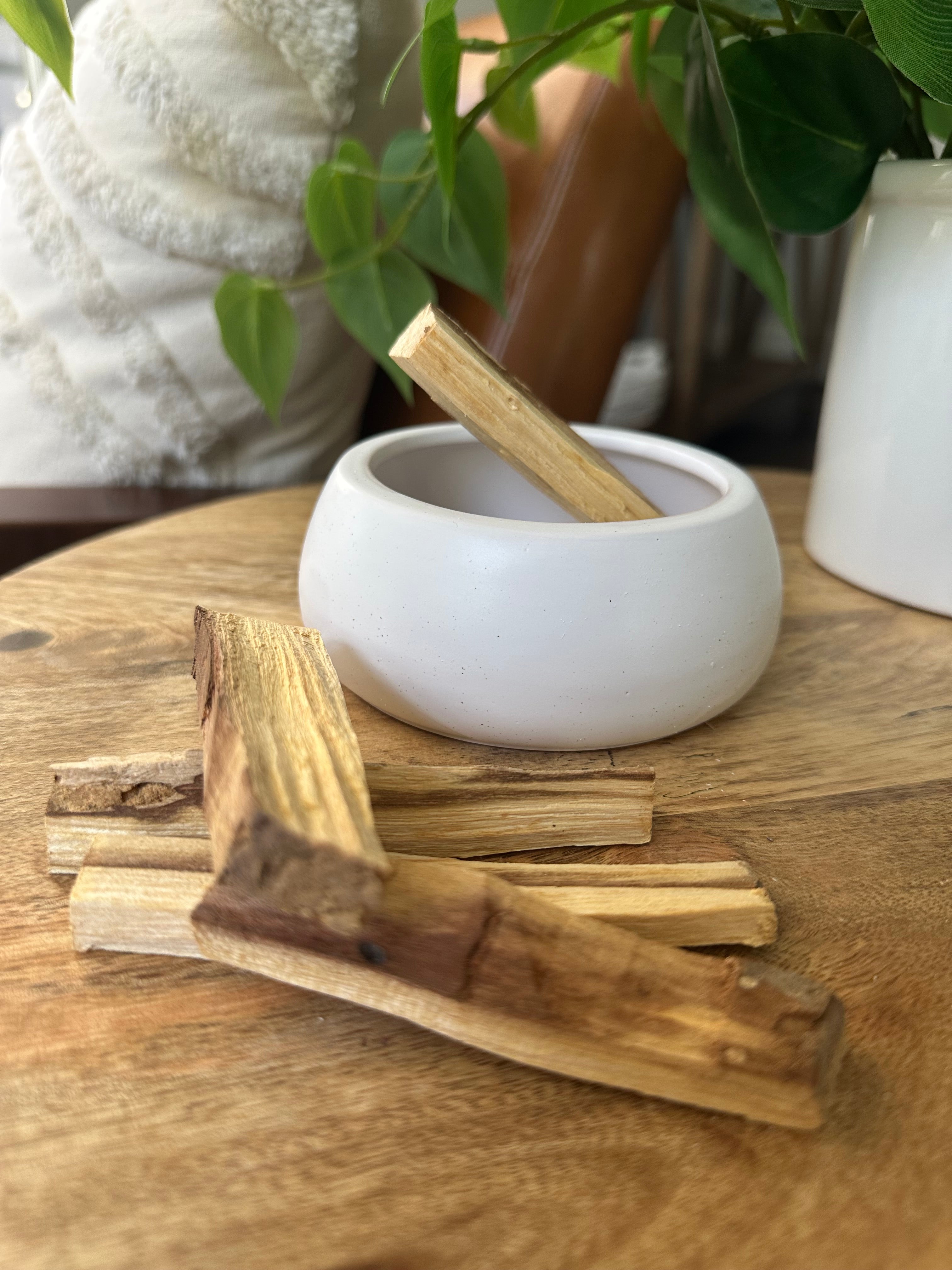 Large Handpainted Ceramic Burner Bowl for Palo Santo and Sage.