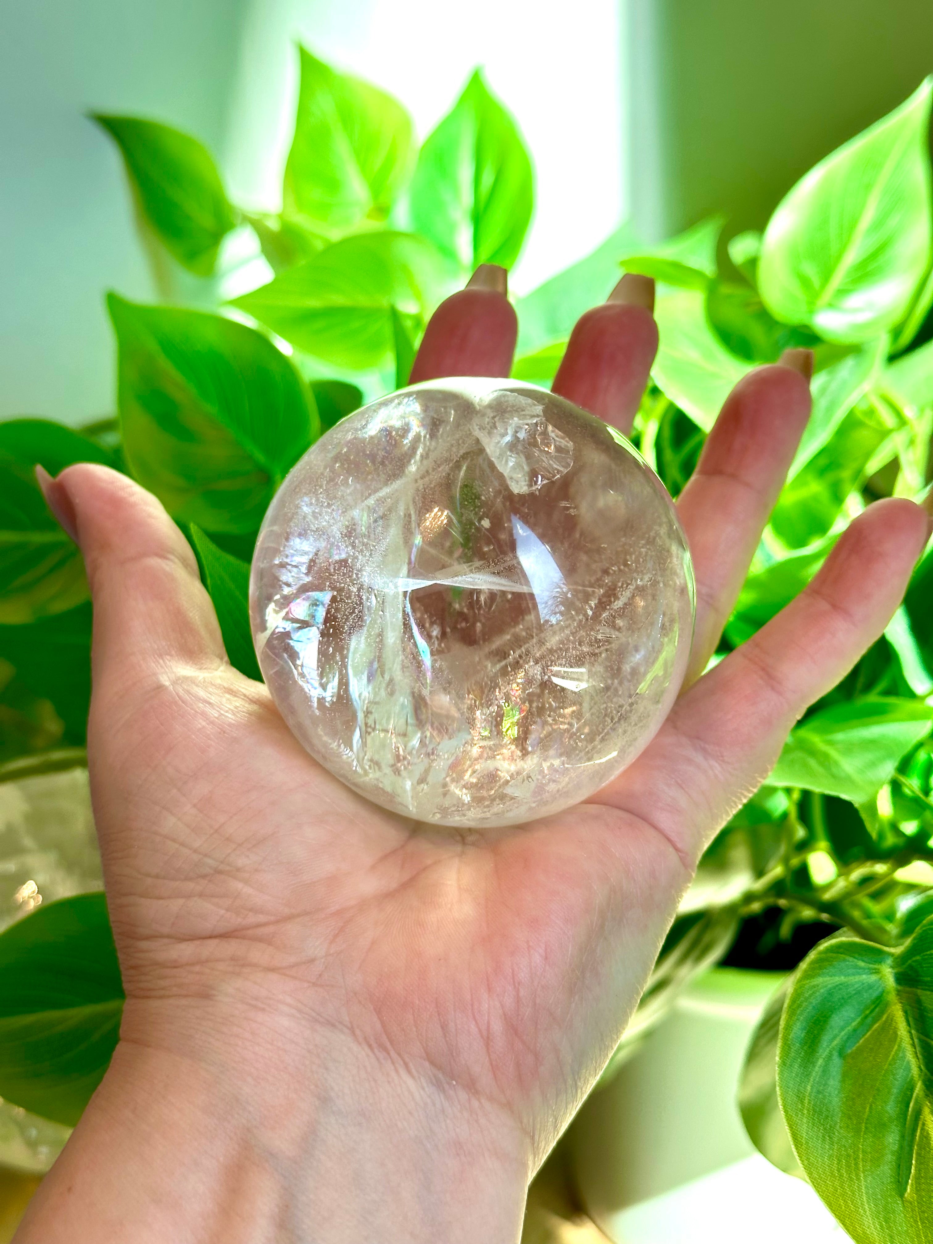 Beautiful Quartz Sphere with prominent Rainbows