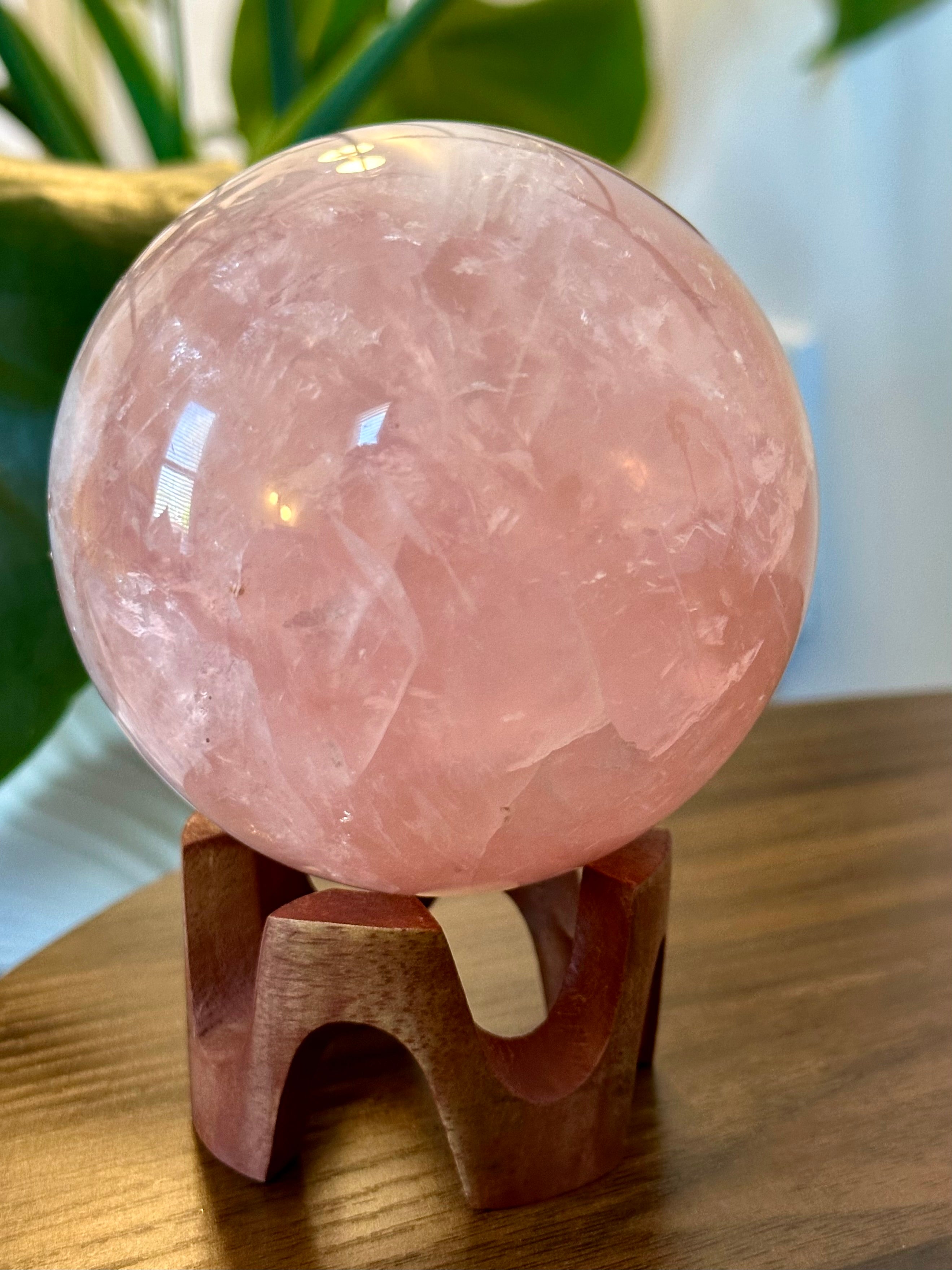 Exceptional Large Rose Quartz Sphere from Brazil. Over 2lbs.