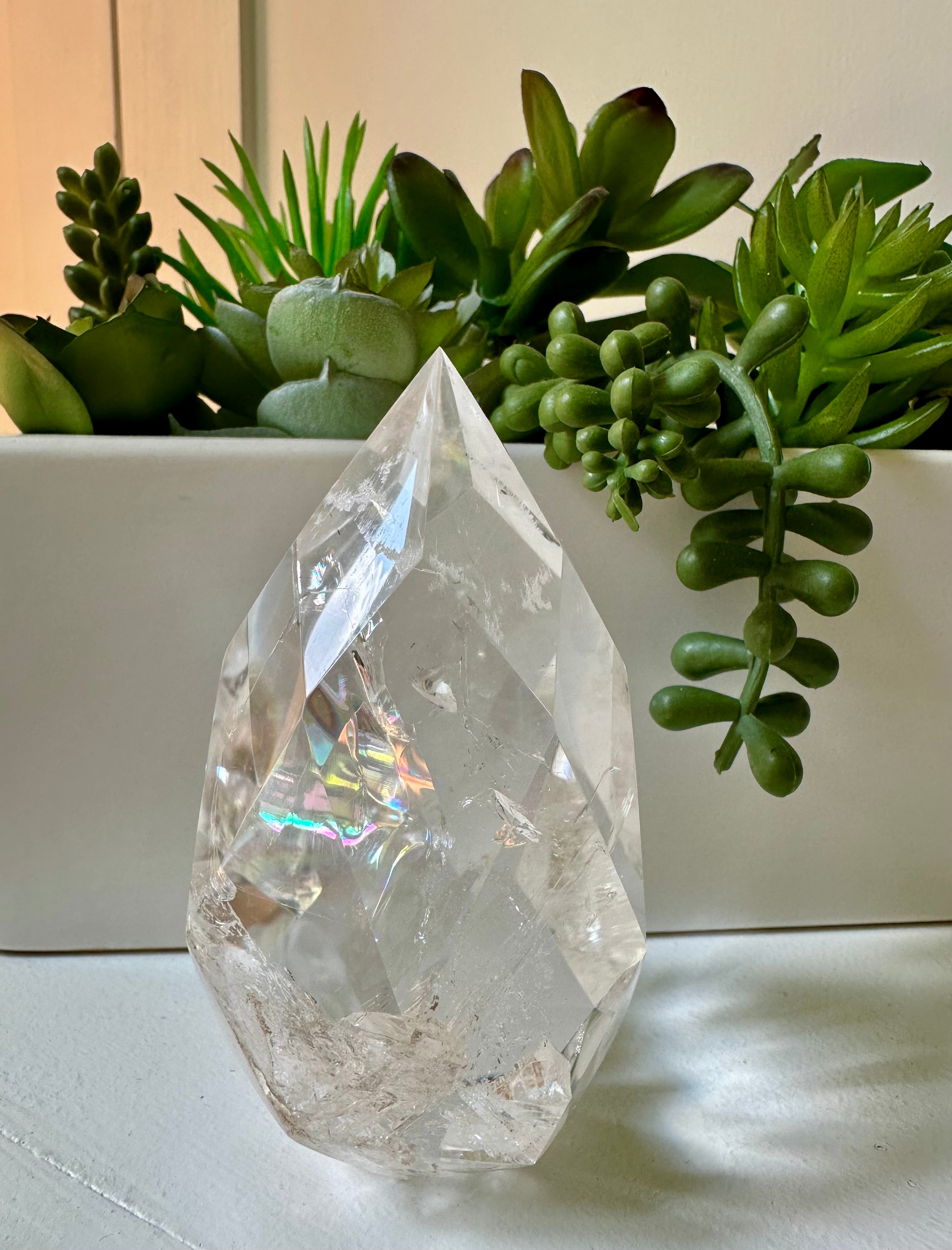 Clear quartz  crystal flame