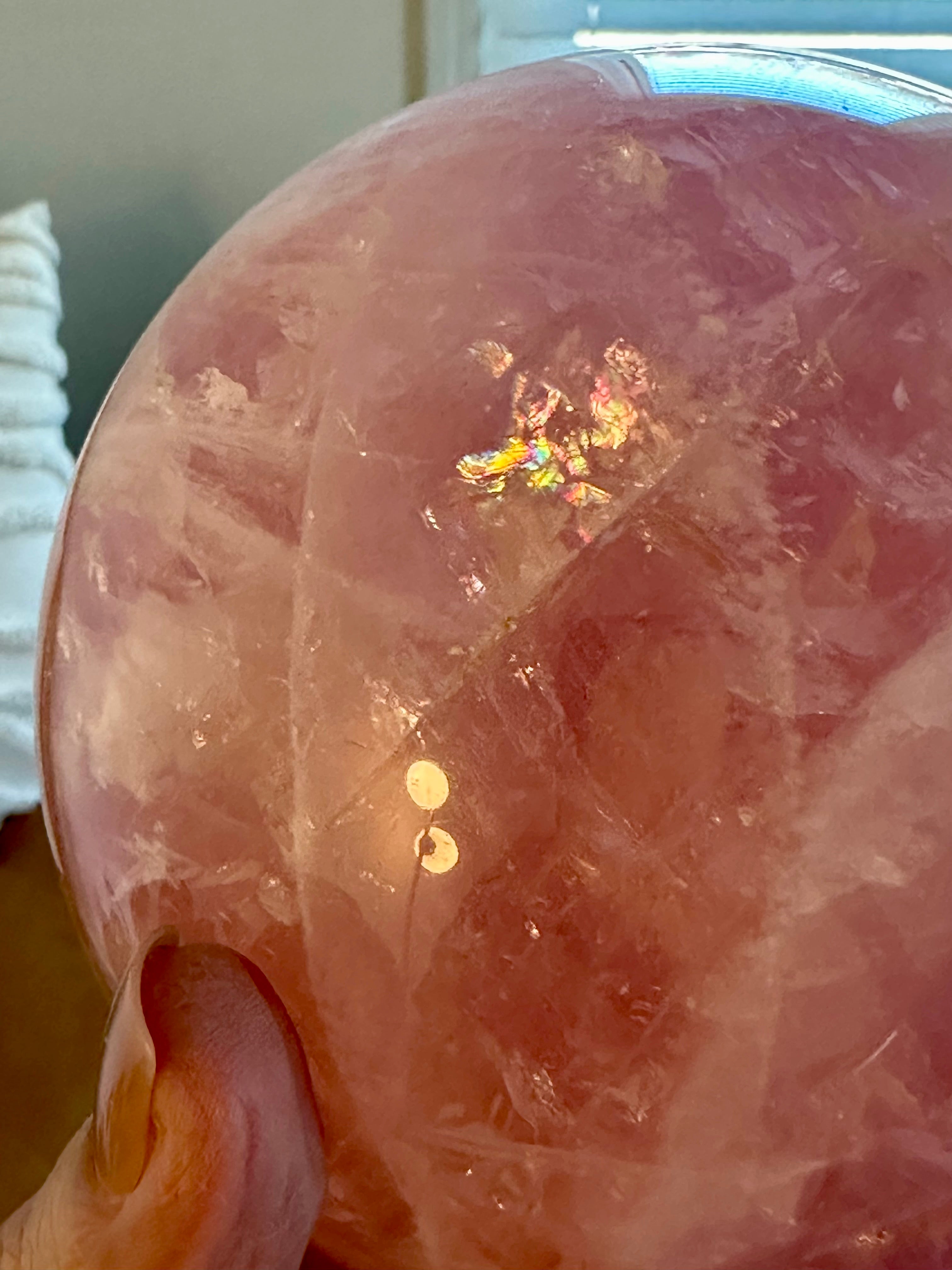 Gemmy Extra XL Rose Quartz Sphere from Brazil. Over 4lbs.