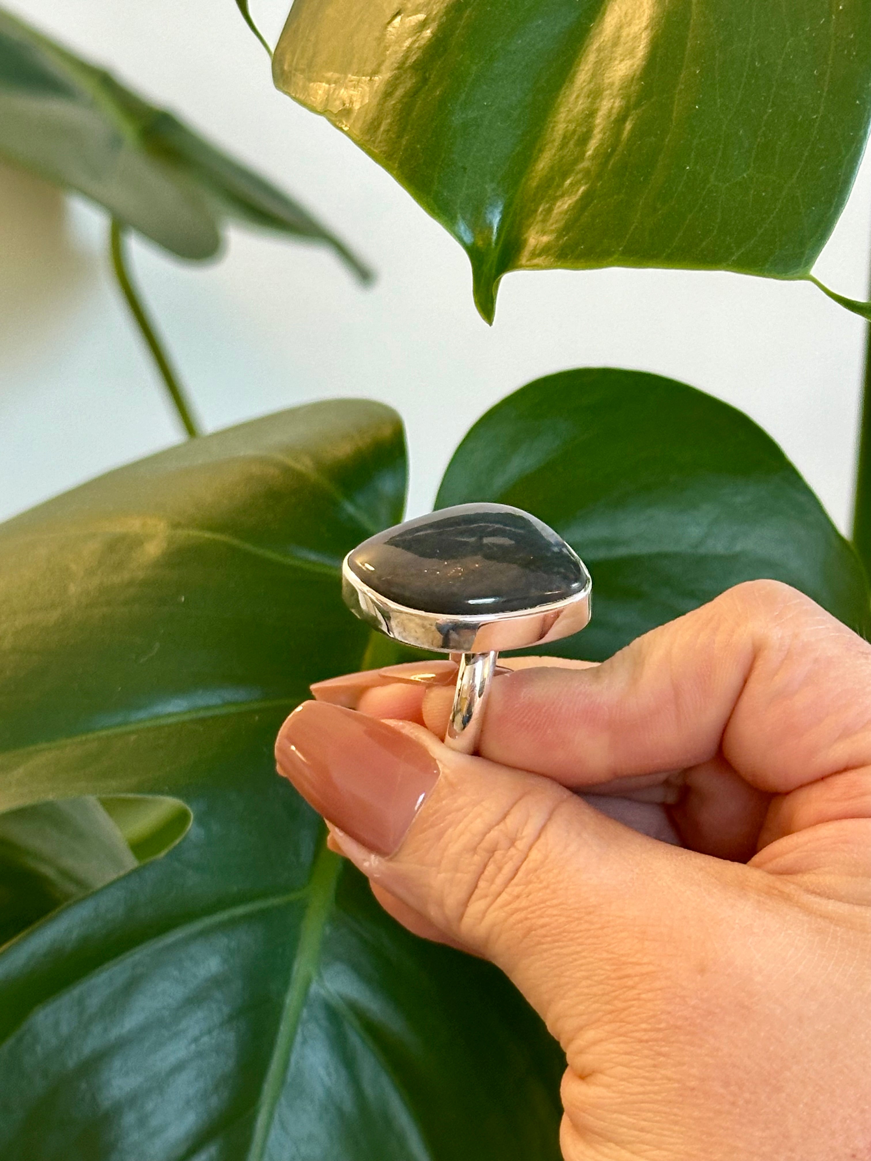 Large free-form Blue Labradorite Adjustable Silver Ring