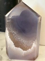 Large Grey Lavender Agate Tower with Galaxy-like Druzy.