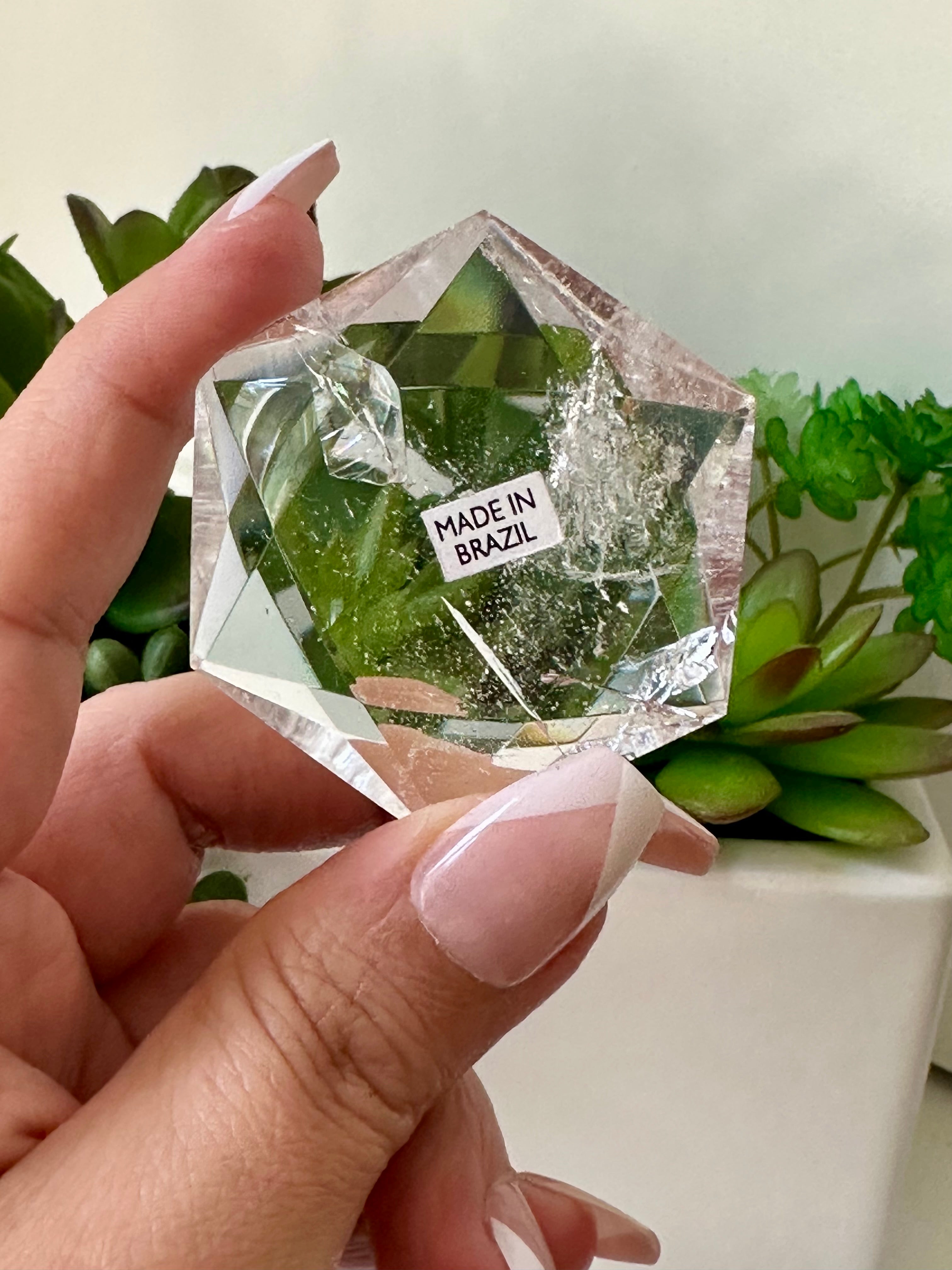Genuine Clear Quartz Star of David. Medium Hexagon Sacred Geometry