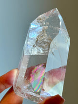 High Grade Quartz tower with Rare Rainbow Feather.