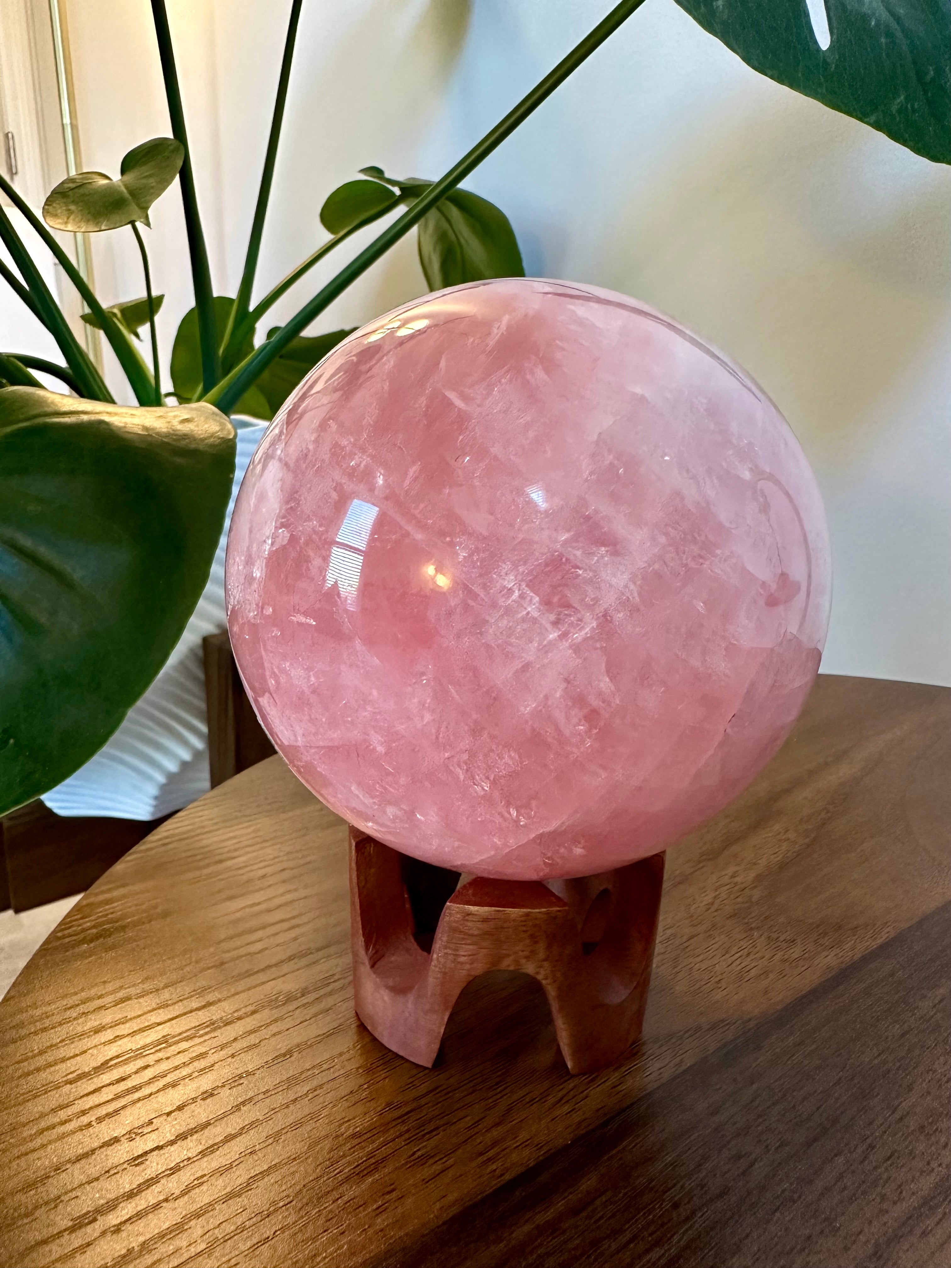 High Quality Extra Large Rose Quartz Sphere from Brazil. 3.5 lbs.