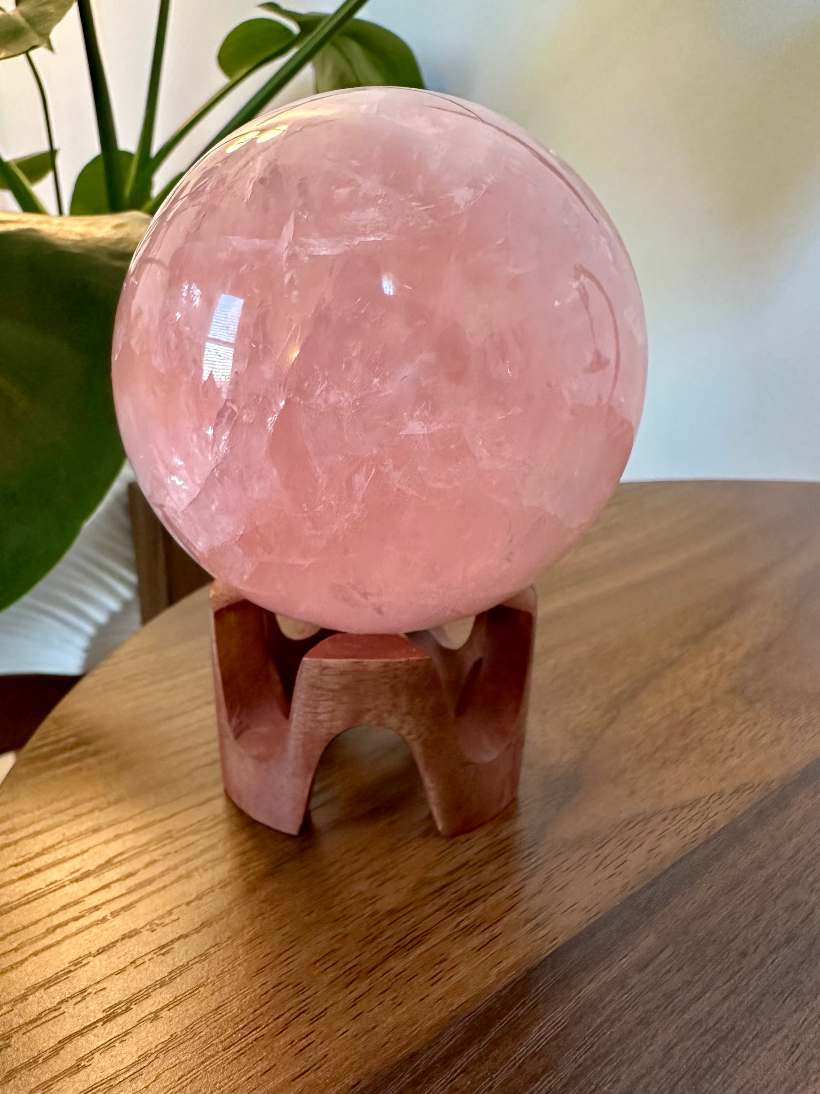 Exceptional Large Rose Quartz Sphere from Brazil. Over 2lbs.