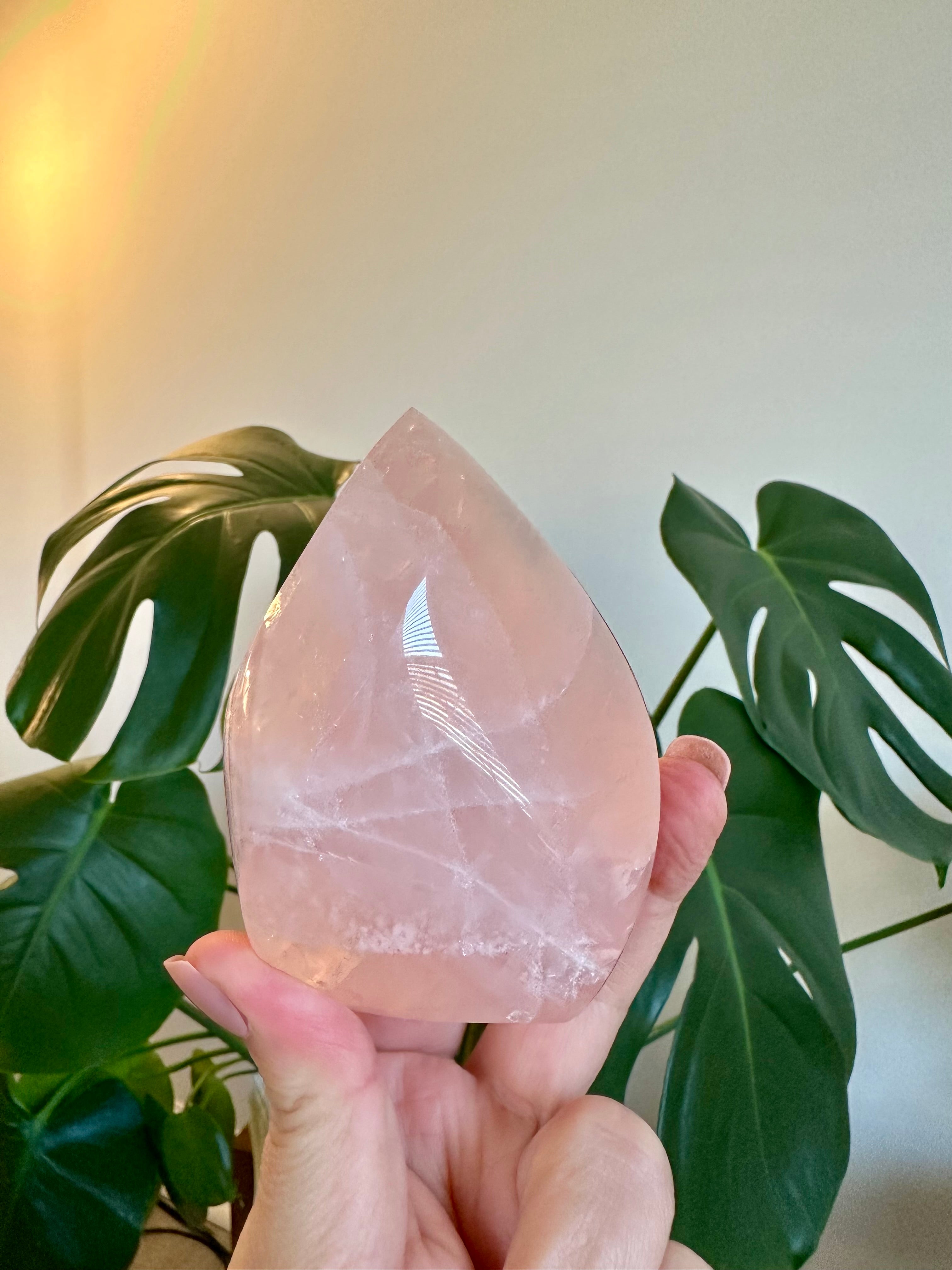 Rose Quartz medium polished Flame from Brazil.