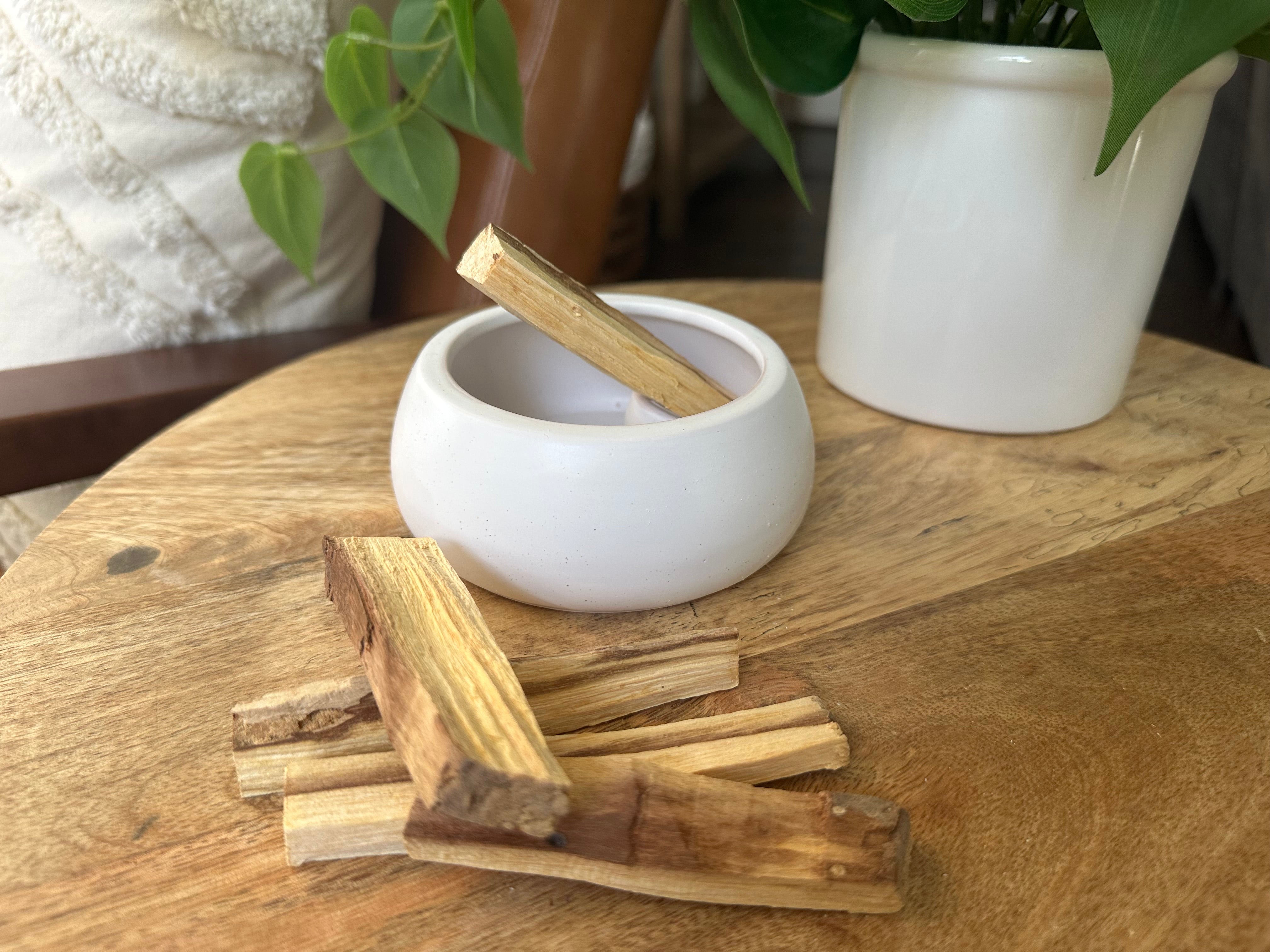 Large Handpainted Ceramic Burner Bowl for Palo Santo and Sage.