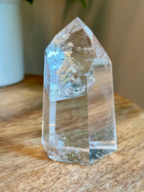 High Grade Quartz tower with Rare Rainbow Feather.