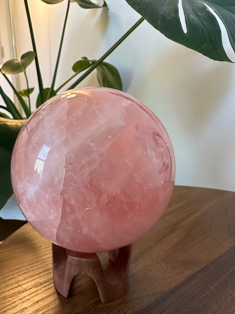 Gemmy Extra XL Rose Quartz Sphere from Brazil. Over 4lbs.