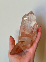 Pink Himalayan Cathedral Quartz Cluster. 1lb 3oz. Stand included.