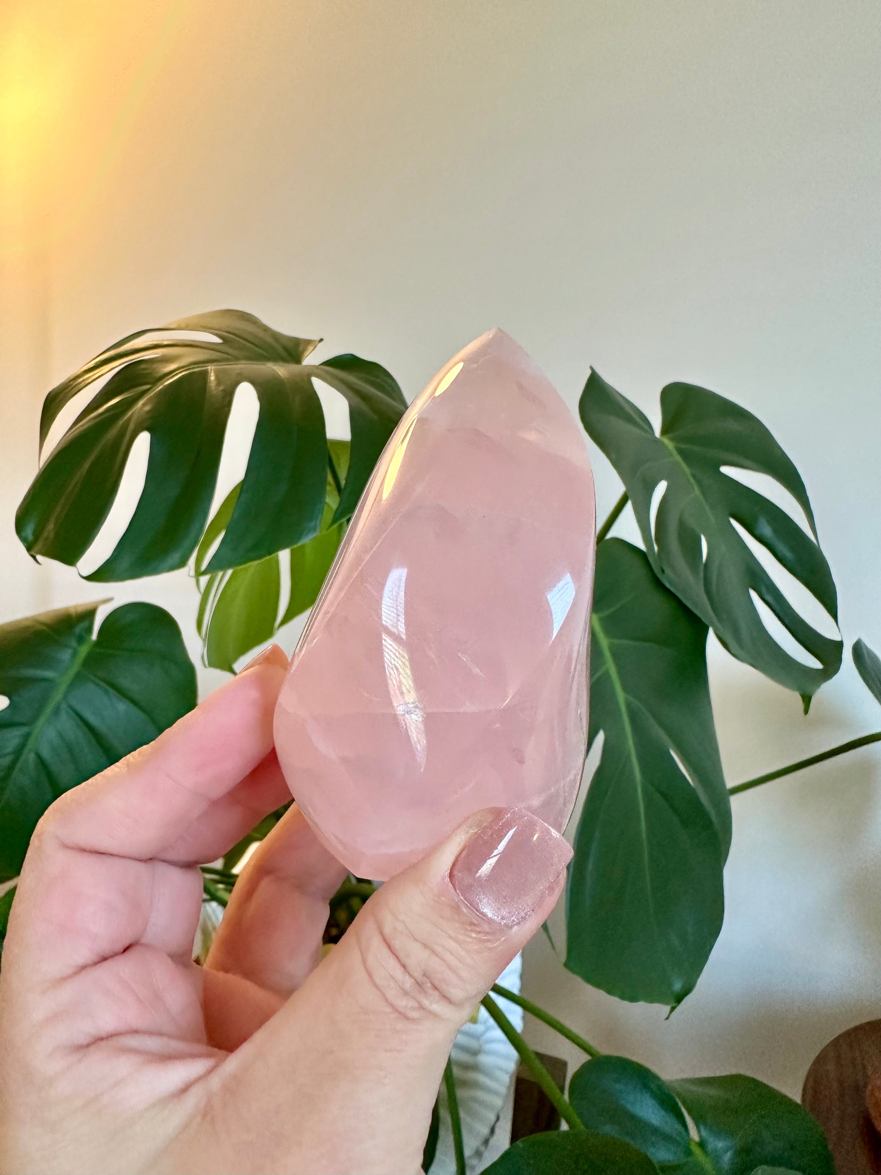 Rose Quartz medium polished Flame from Brazil.