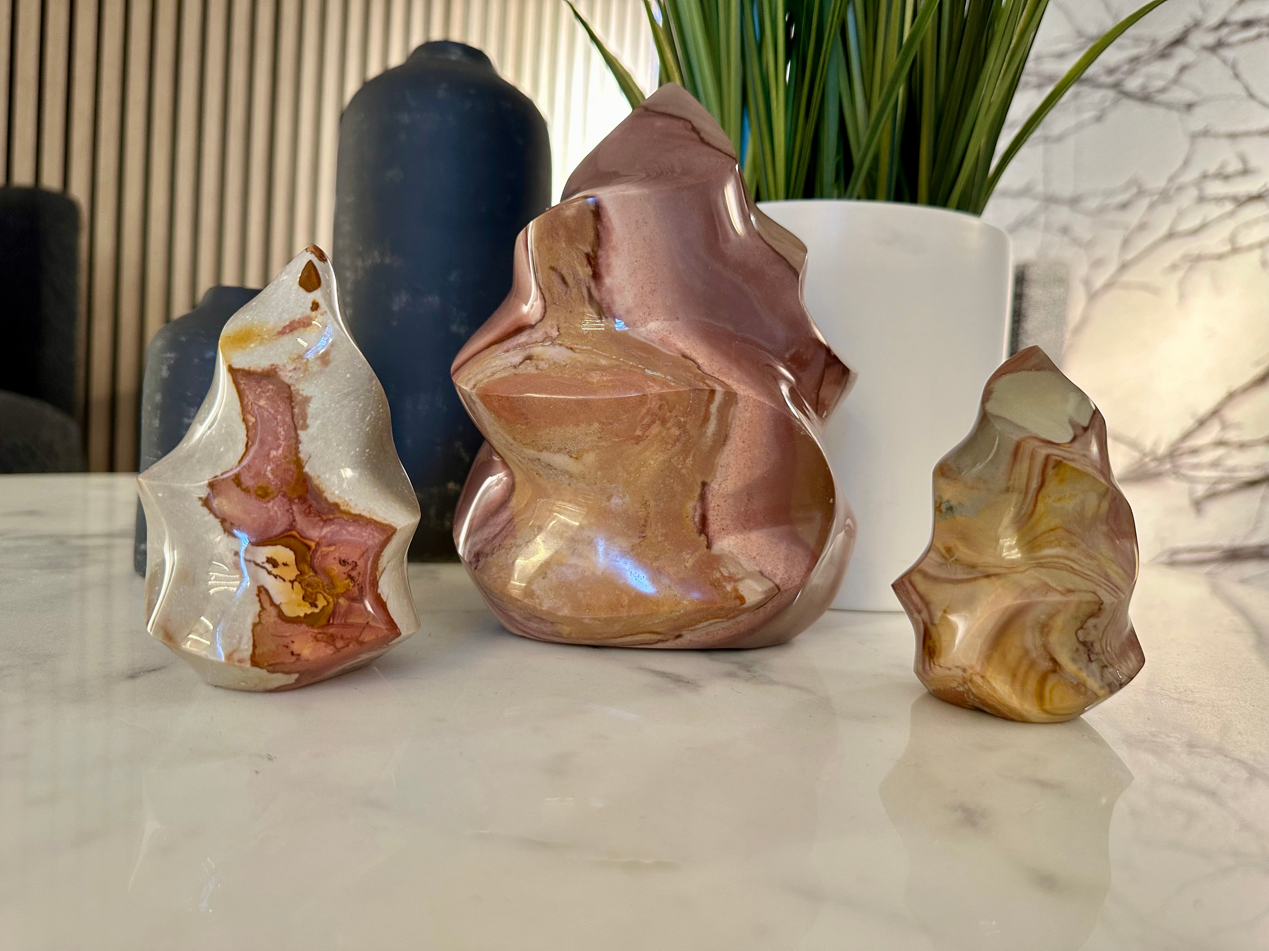 Genuine Polished Polychrome Jasper Flames from Madagascar