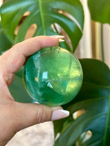 Gorgeous Emerald Green Fluorite Sphere. 65mm.