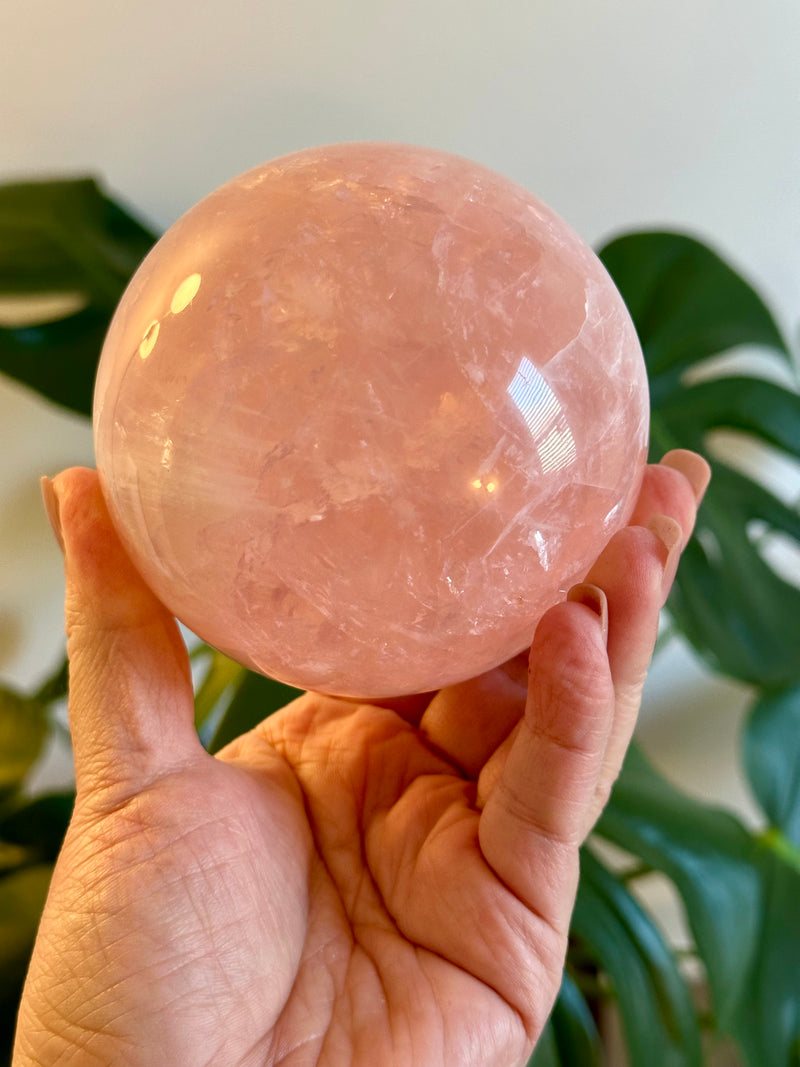 Exceptional Large Rose Quartz Sphere from Brazil. Over 2lbs.