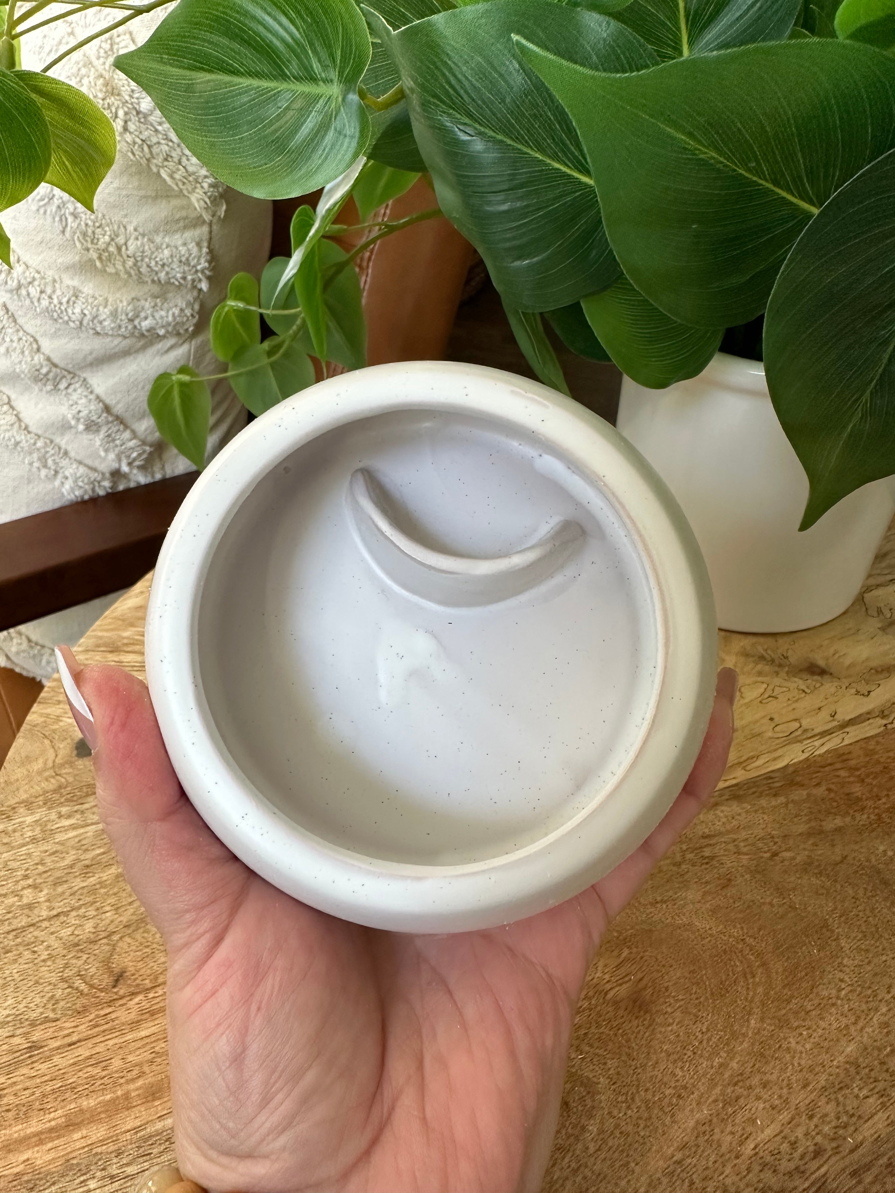 Large Handpainted Ceramic Burner Bowl for Palo Santo and Sage.