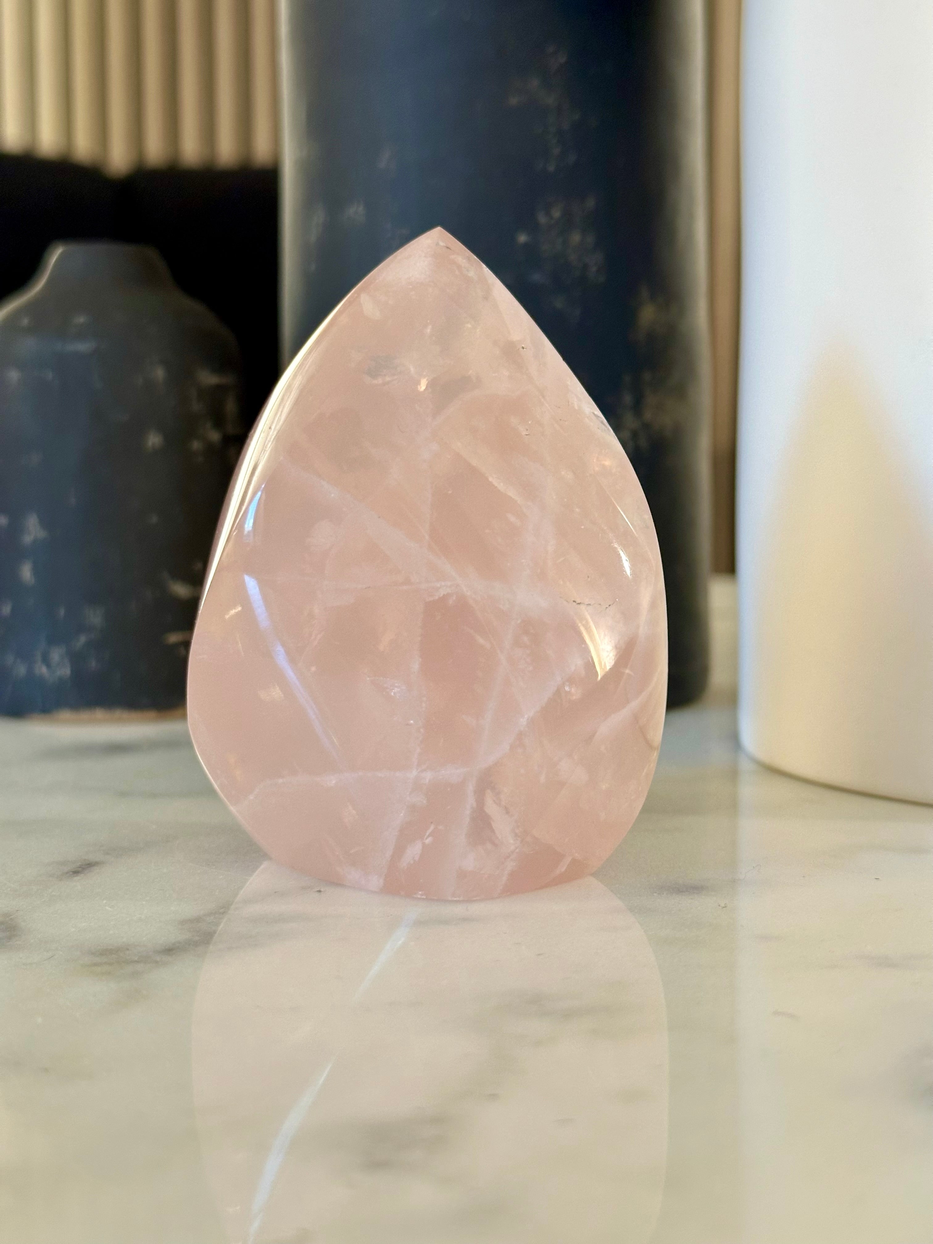 Rose Quartz medium polished Flame from Brazil.