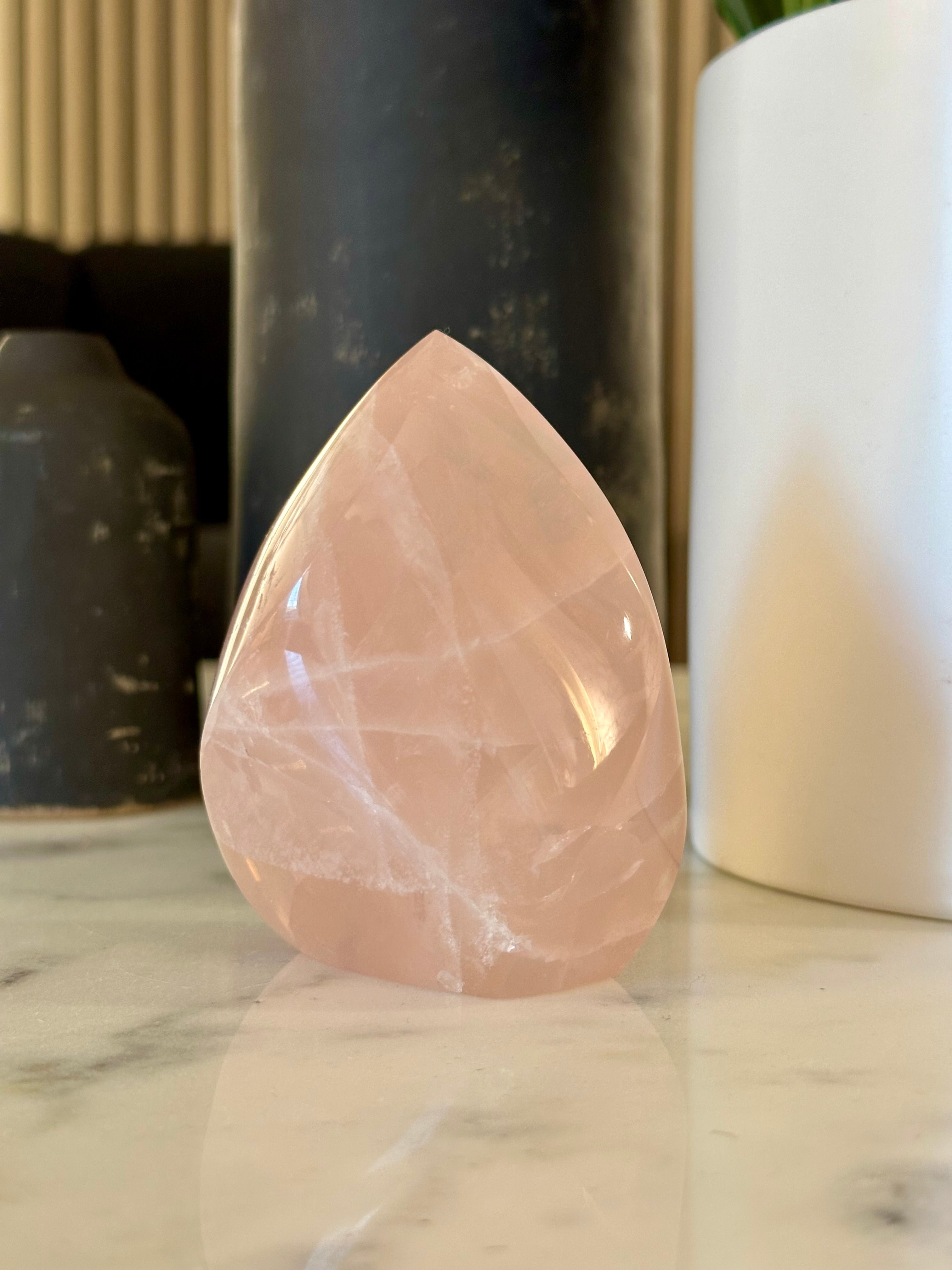 Rose Quartz medium polished Flame from Brazil.