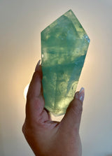 Extra Large Rare Fluorite Double Terminated Point with Cubic phantoms. Custom stand included. 1lb.14oz.