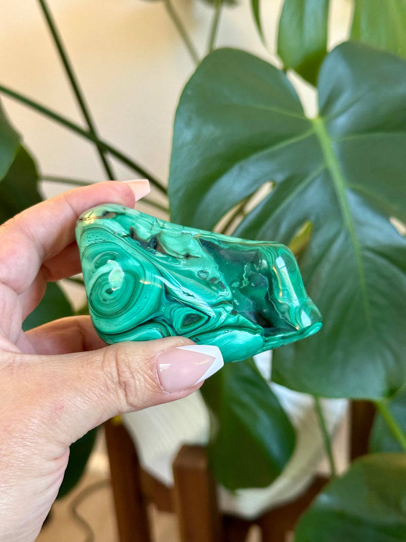 Vibrant and glossy Malachite Free Form from Congo.