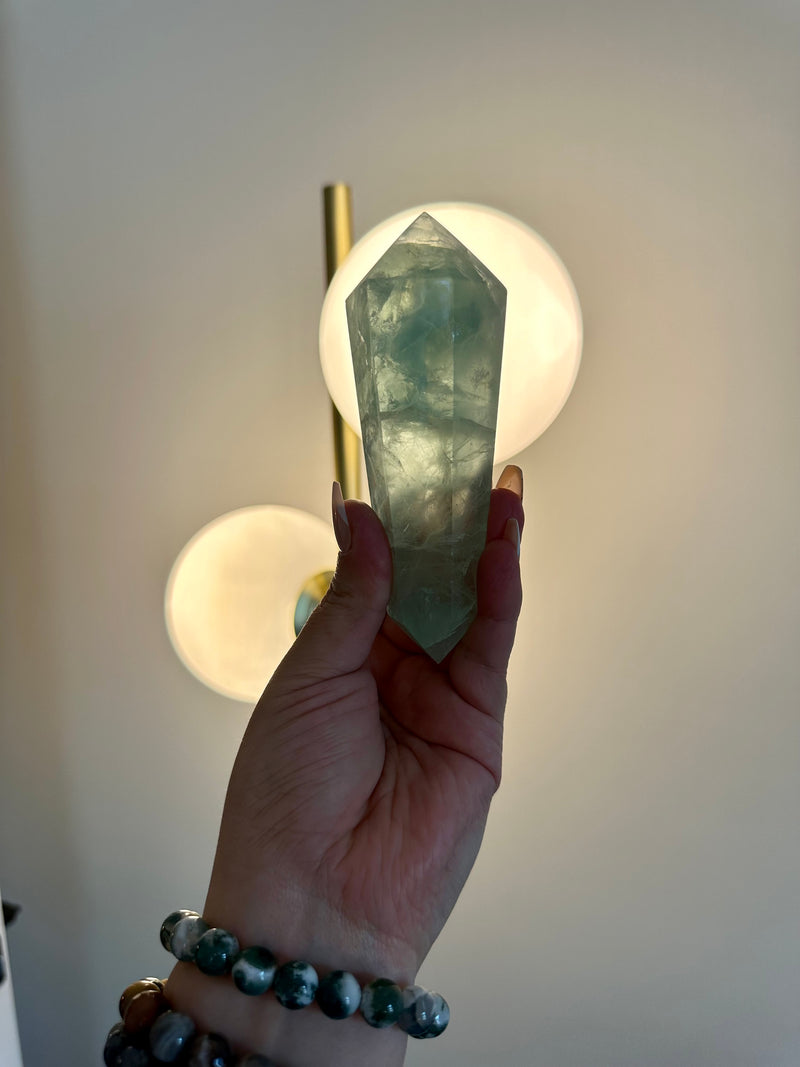 Medium Fluorite Double Terminated Point with Custom stand. 306 gr.