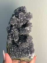 Stunning Black Galaxy Amethyst cluster from Paraguay. Cut base displays two ways.