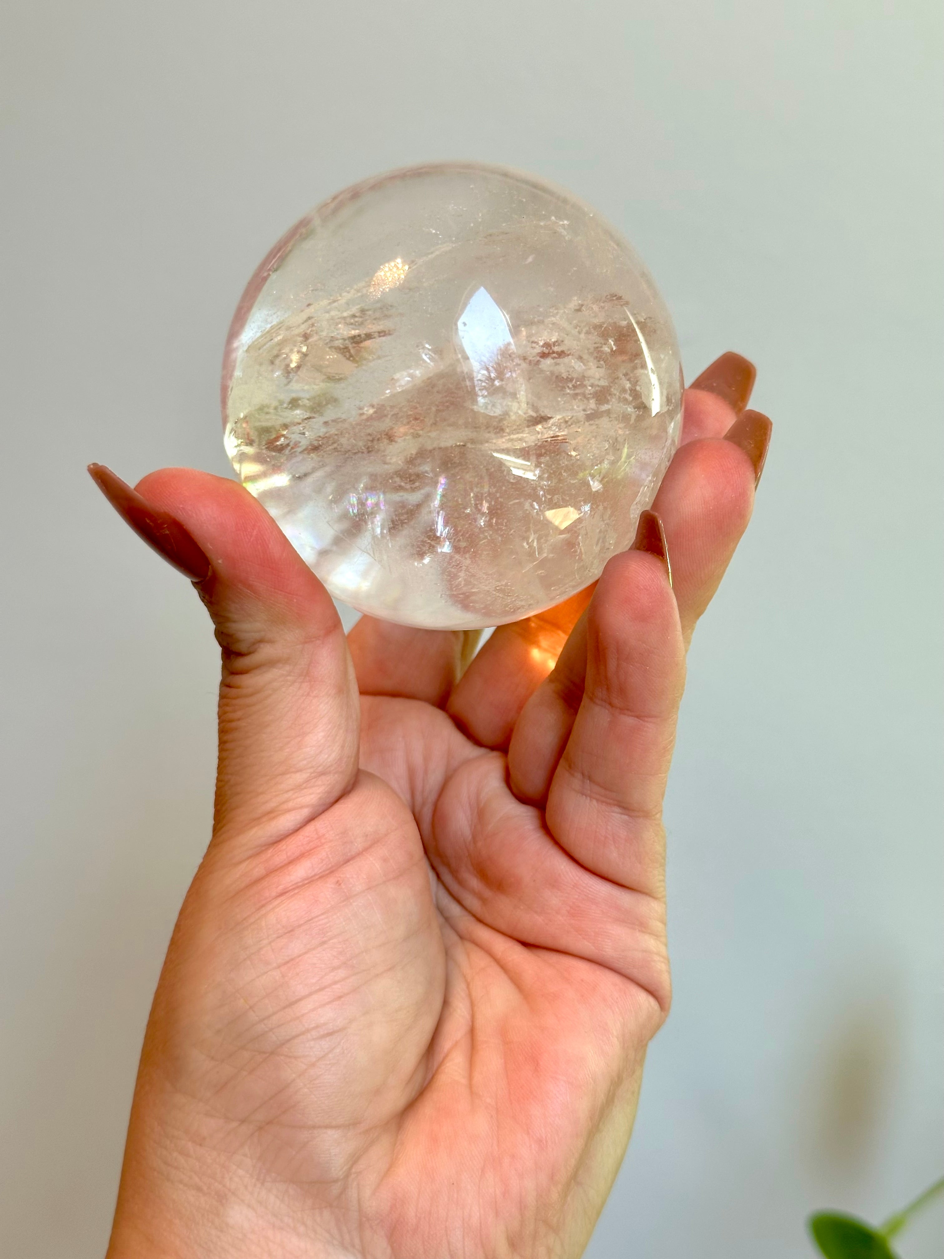 Beautiful Quartz Sphere with prominent Rainbows