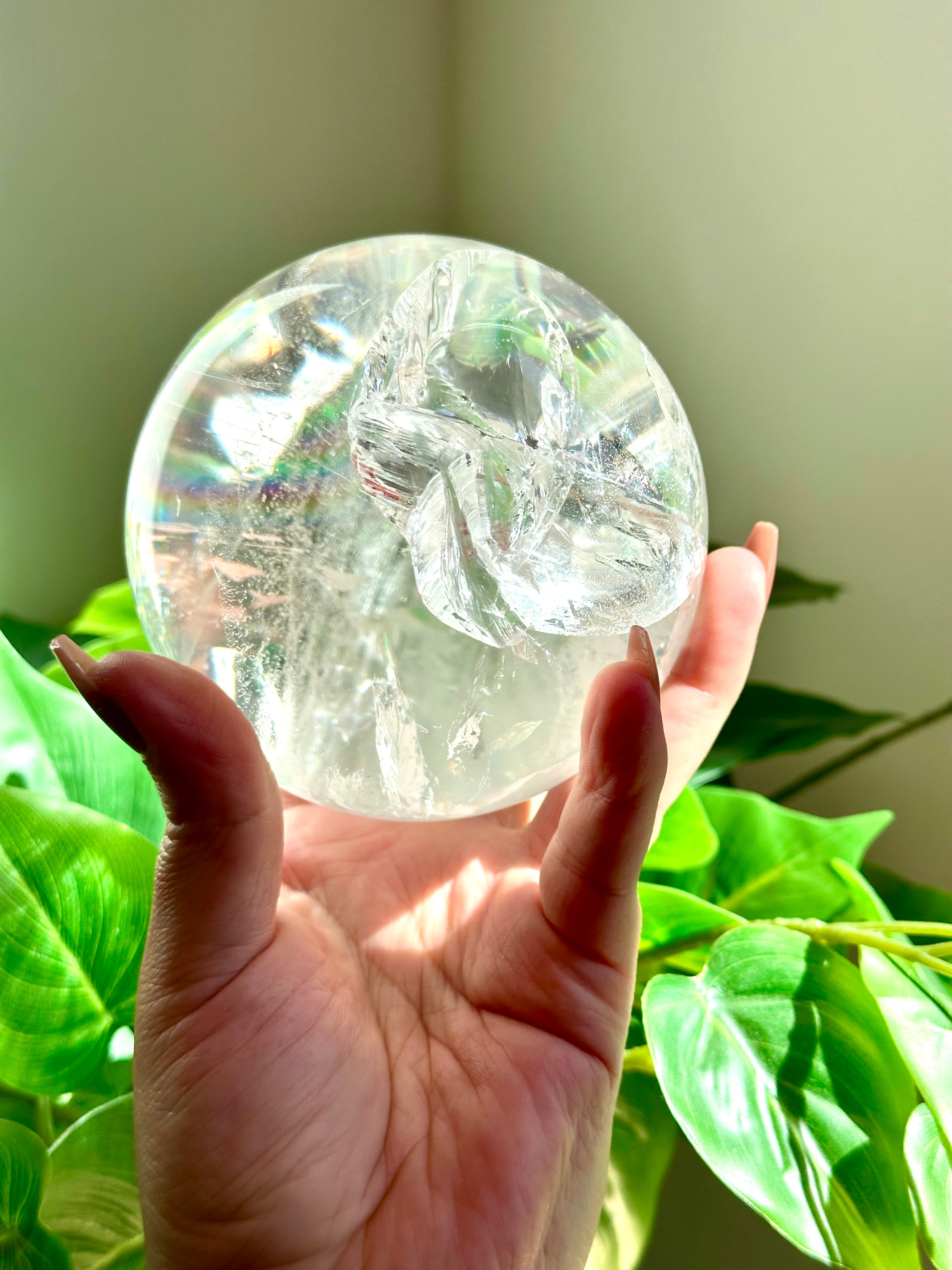 Grade AAA Extra Large Quartz Sphere full of Rainbows