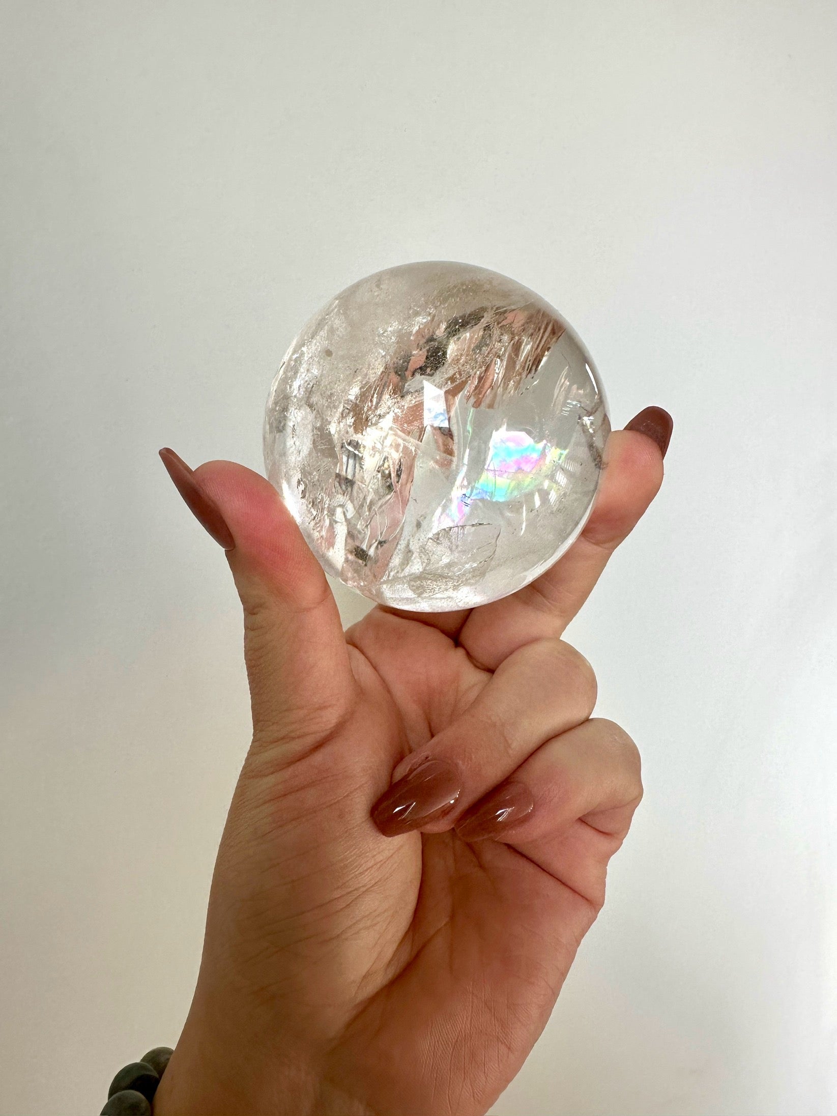 Beautiful Quartz Sphere with prominent Rainbows