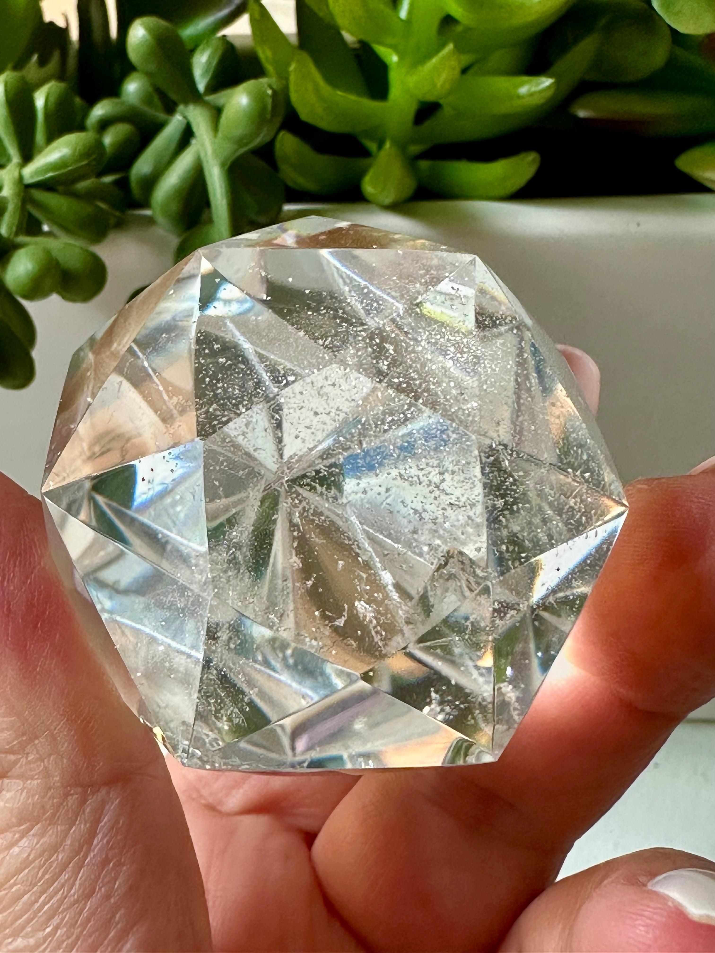 Medium High Clarity Multifaceted Quartz Flame. 198 gr.