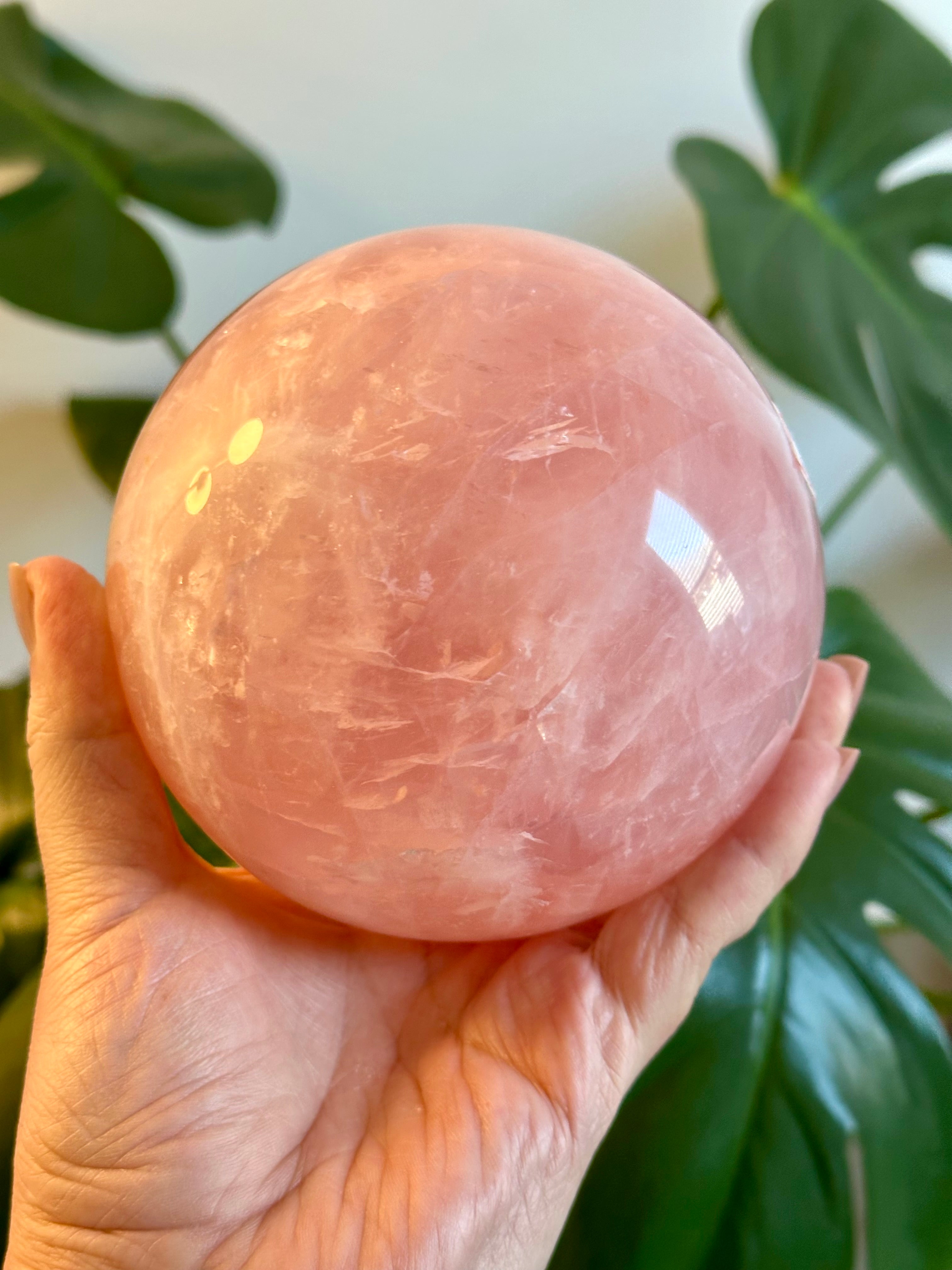 Gemmy Extra XL Rose Quartz Sphere from Brazil. Over 4lbs.