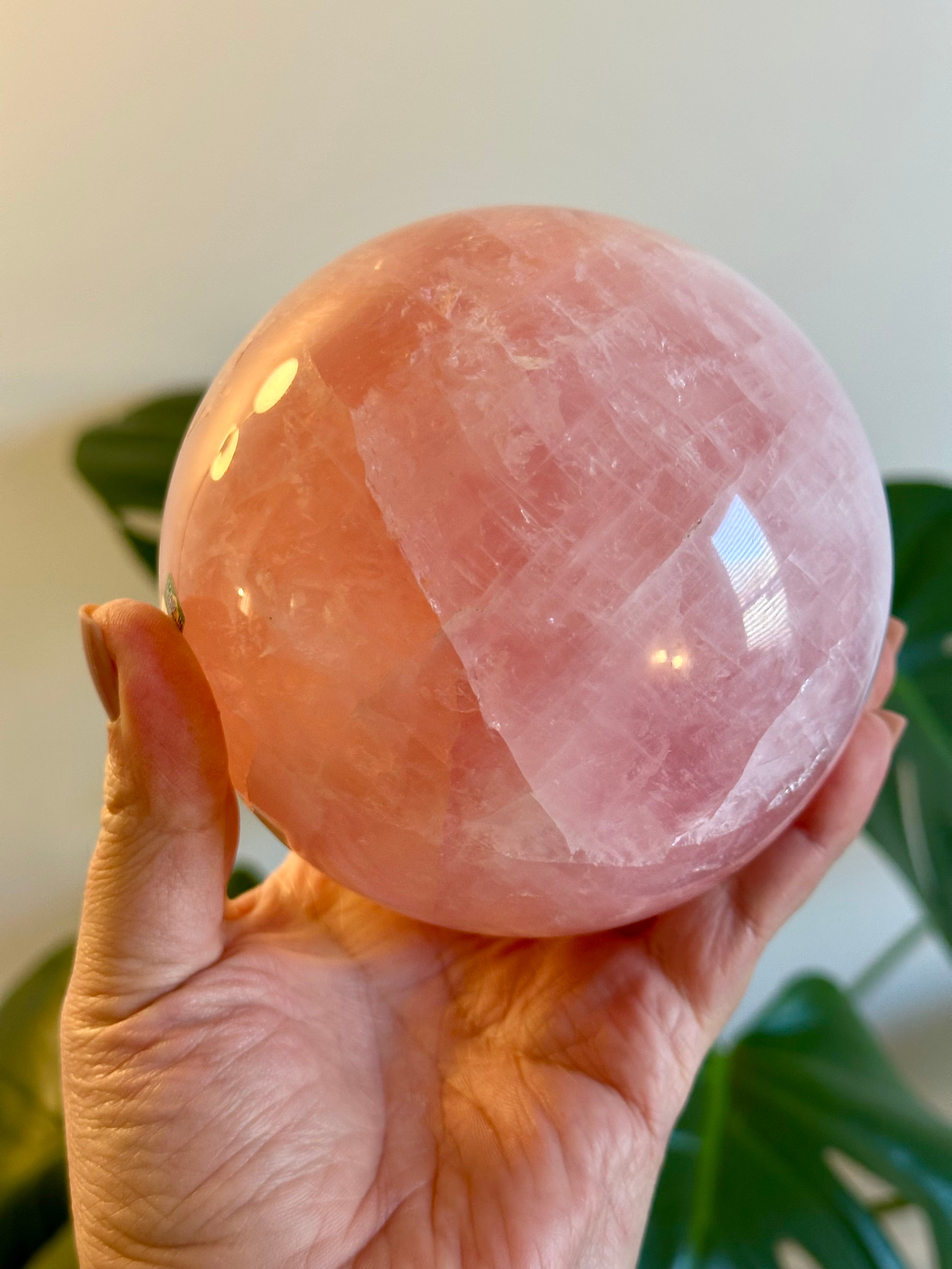 High Quality Extra Large Rose Quartz Sphere from Brazil. 3.5 lbs.