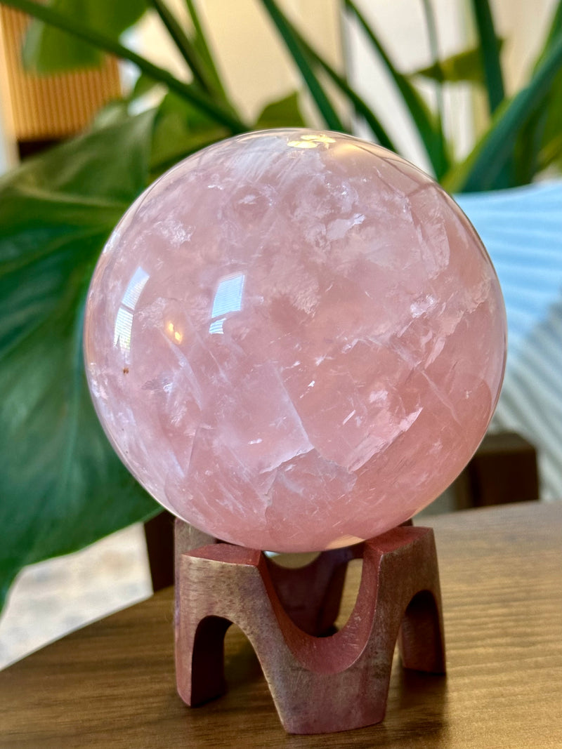 Exceptional Large Rose Quartz Sphere from Brazil. Over 2lbs.