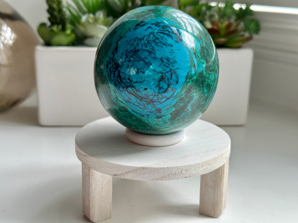 High Quality Large Chrysocolla sphere from Peru. 2lbs 6.7oz.
