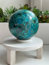 High Quality Large Chrysocolla sphere from Peru. 1lb 11.5oz.