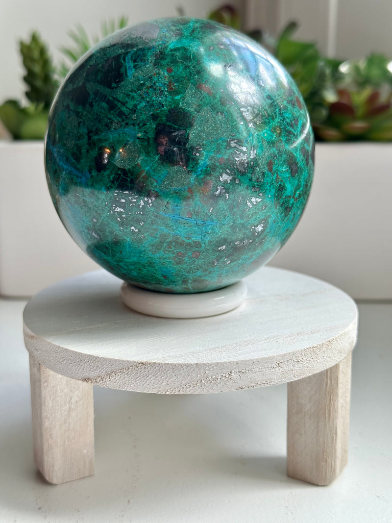 High Quality Large Chrysocolla sphere from Peru. 2lbs 10.8oz.