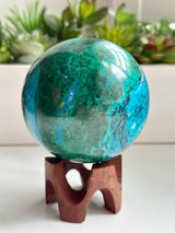 High Quality Large Chrysocolla sphere from Peru. 2lbs 6.7oz.