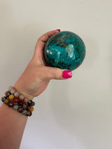 High Quality Large Chrysocolla sphere from Peru. 1lb 11.5oz.